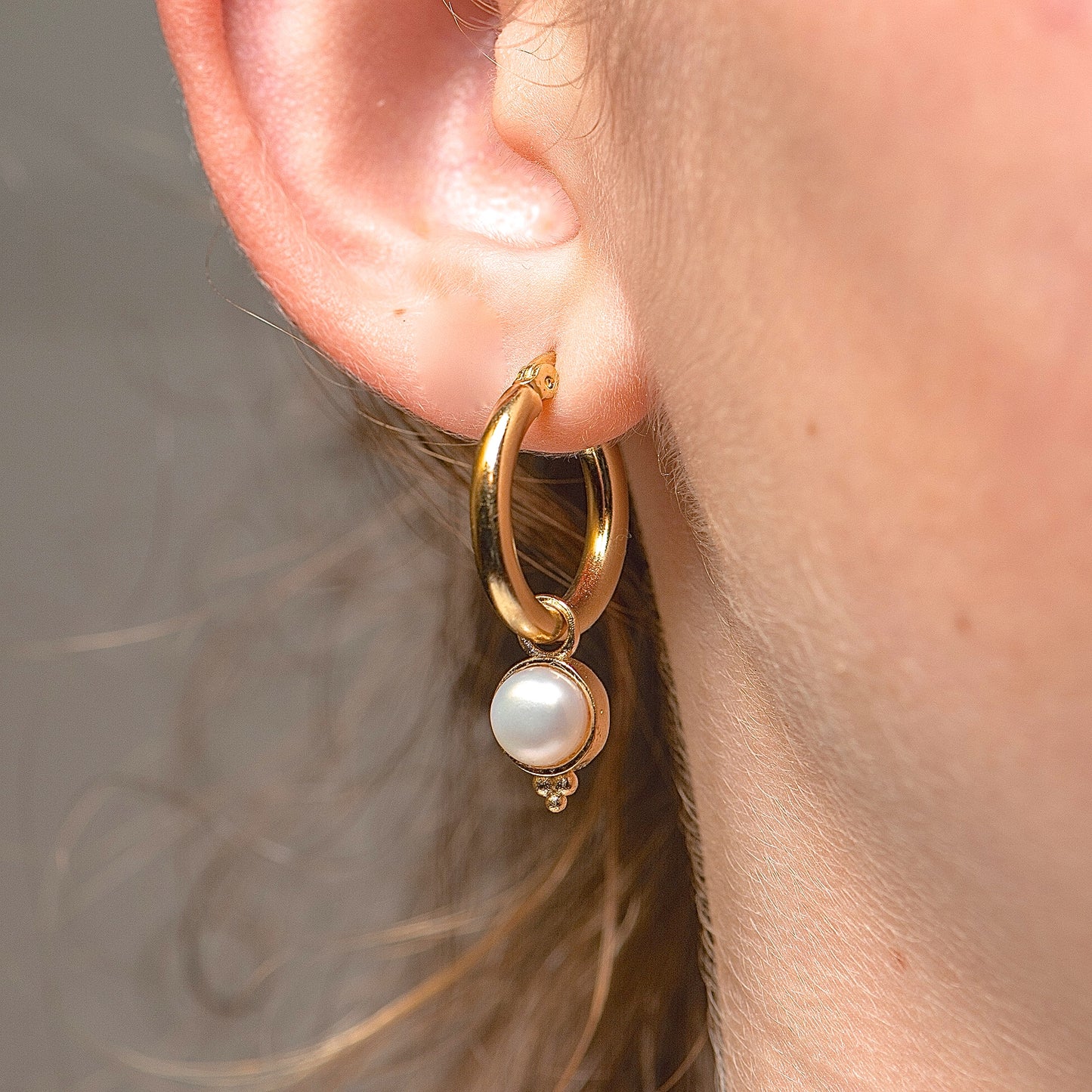 Gemstone 14k gold dangle hoop earrings