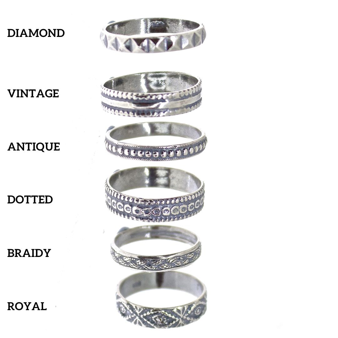 Sterling silver 925 textured ring band