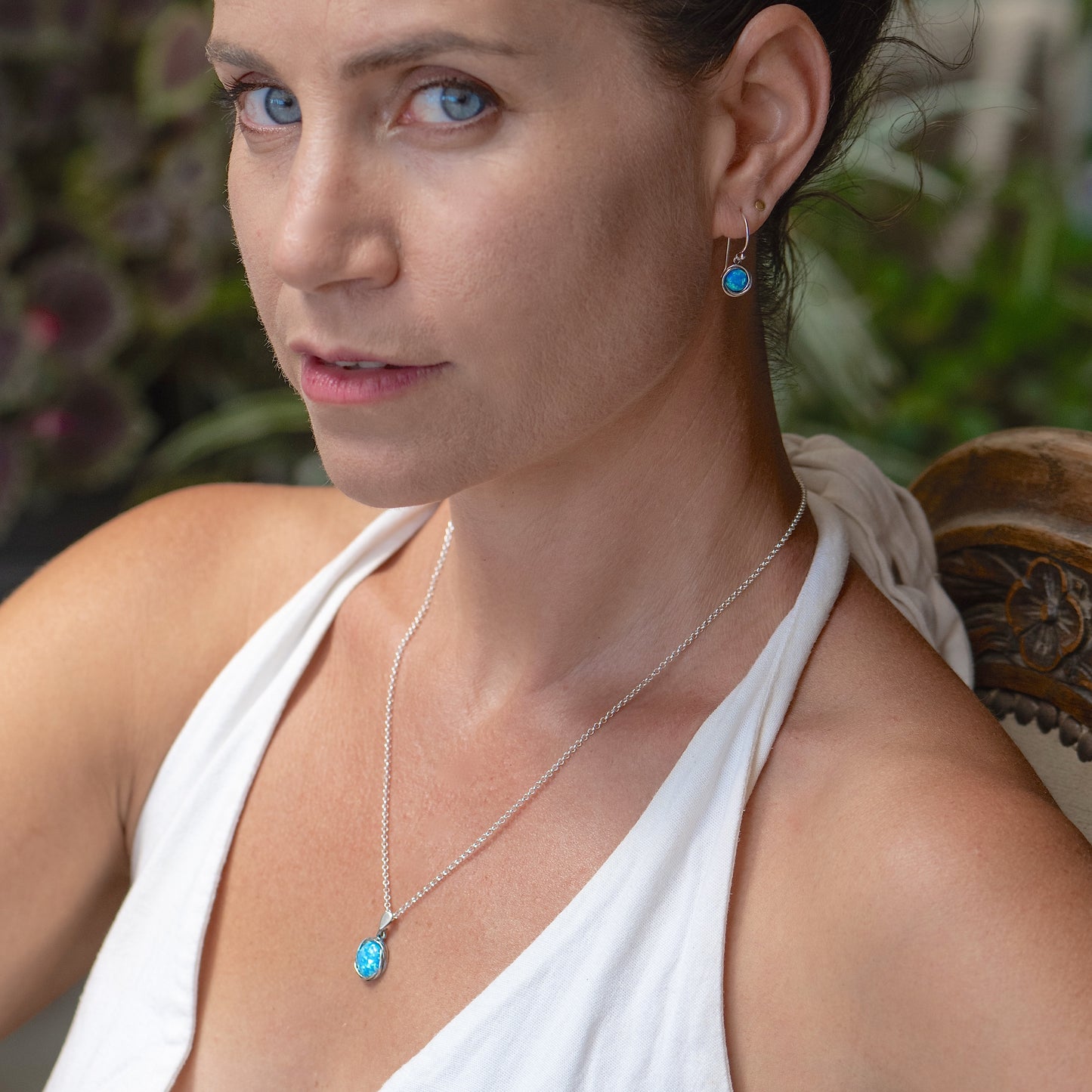 Gemstone sterling silver 925 pendant necklace