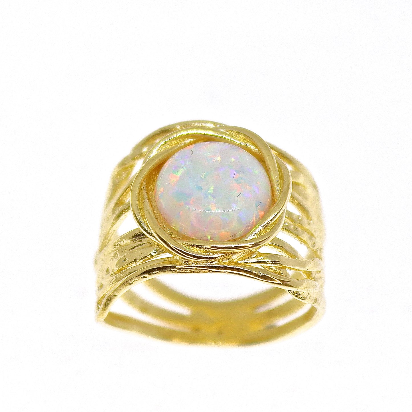 Big stone solid 14k gold ring, Bold wide chunky ring