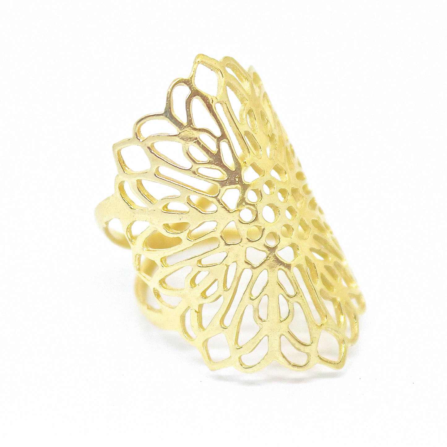 Long gold plating flower ring