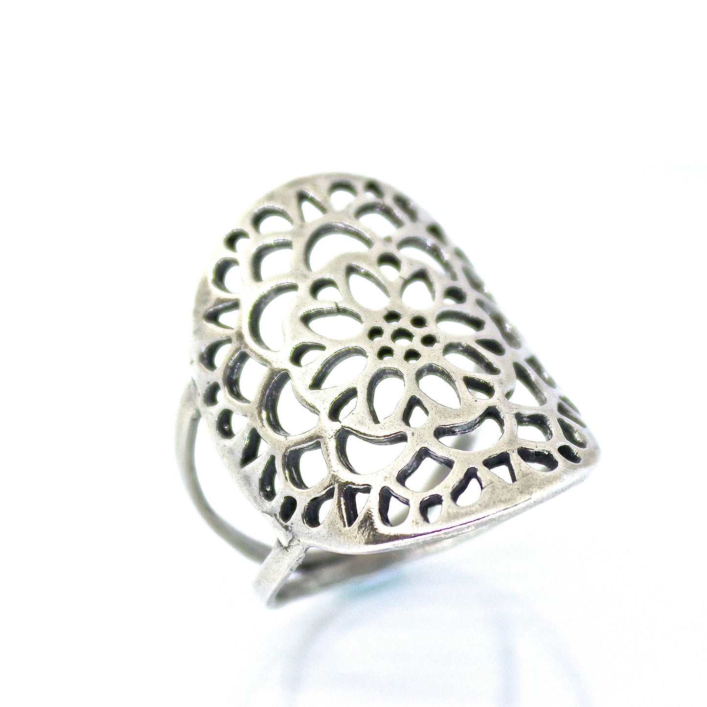 Long lace sterling silver 925 ring,