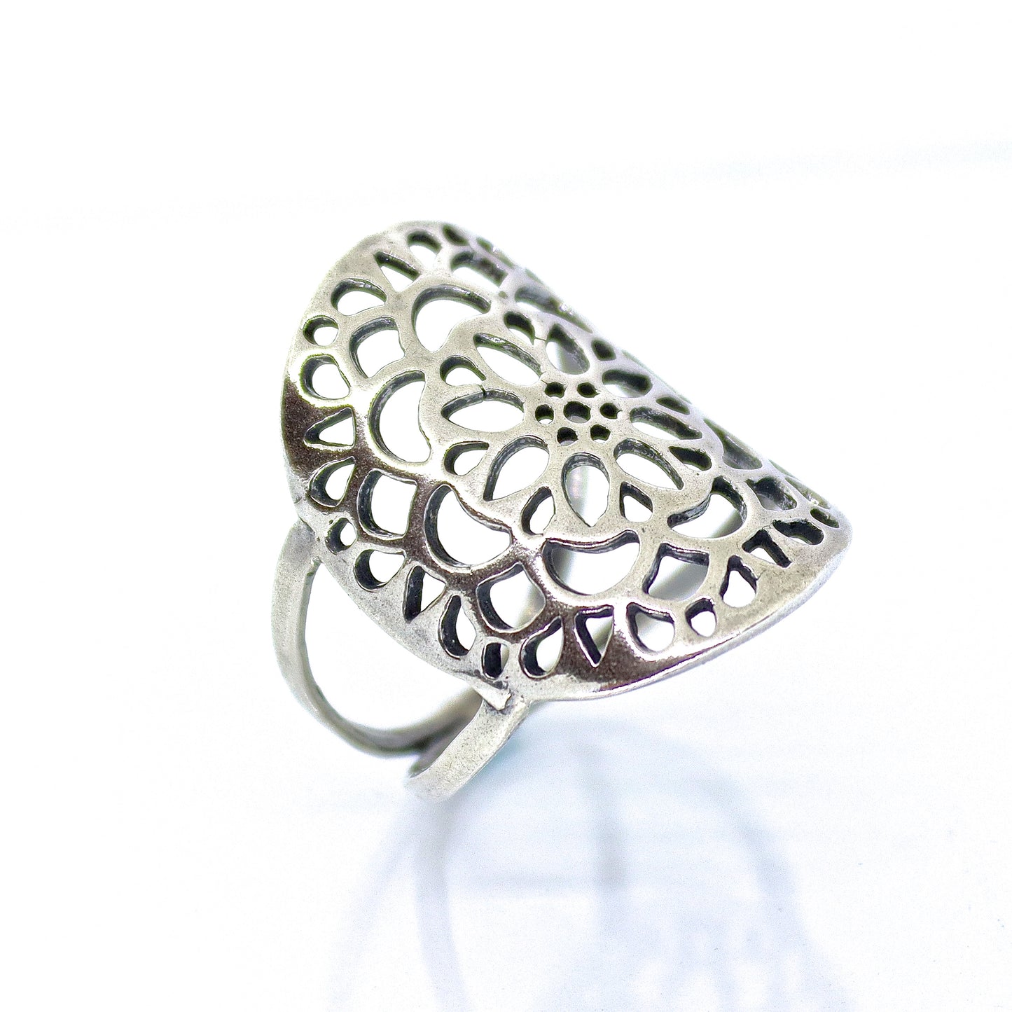 Long lace sterling silver 925 ring,