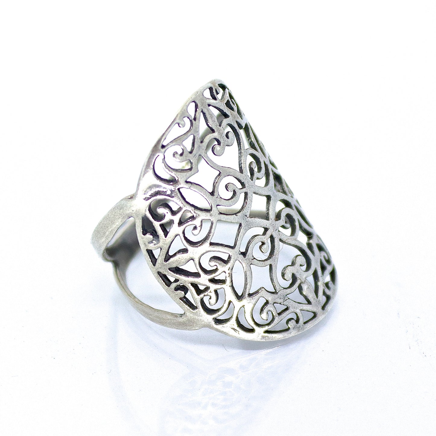 Long statement ring, Sterling silver 925 bold ring