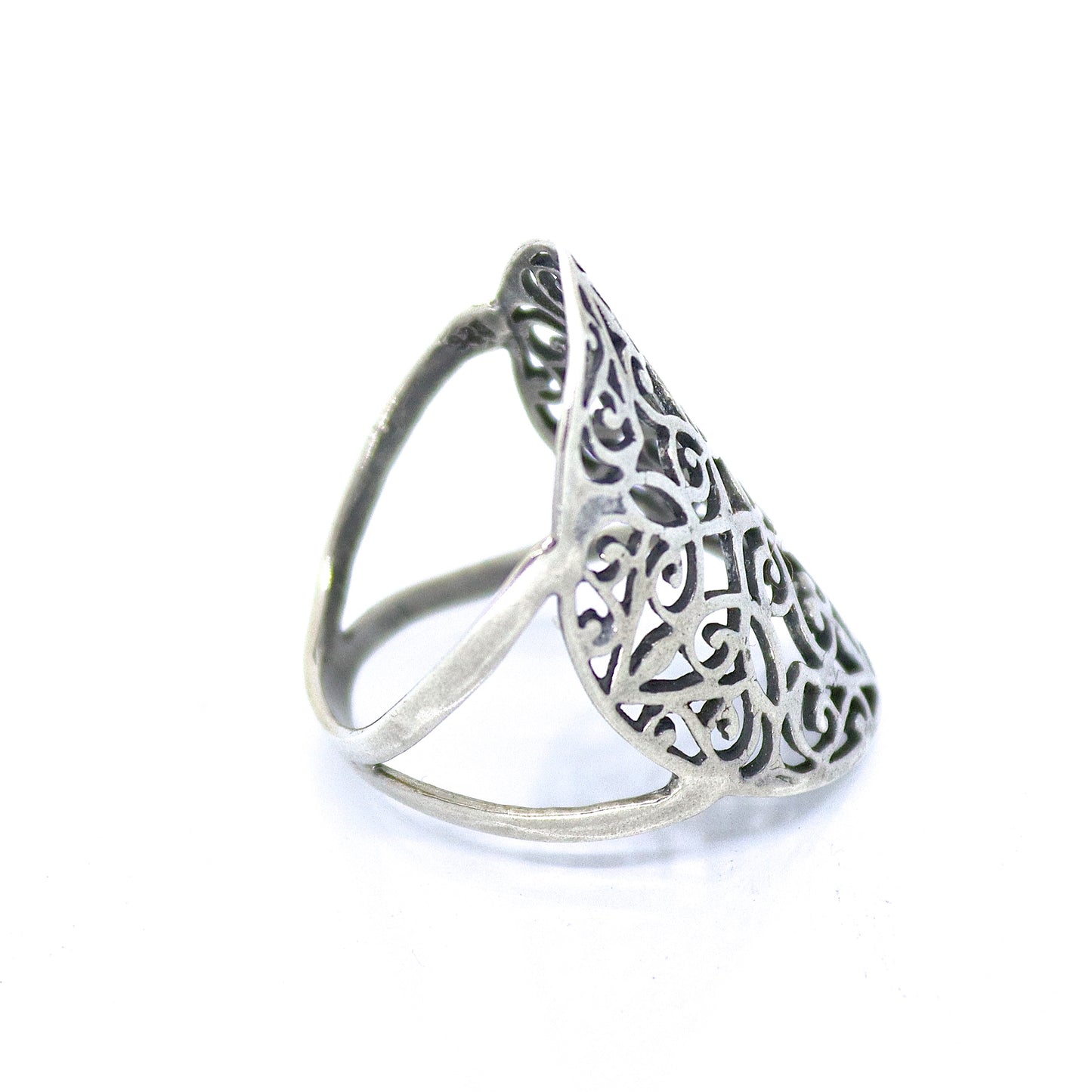Long statement ring, Sterling silver 925 bold ring