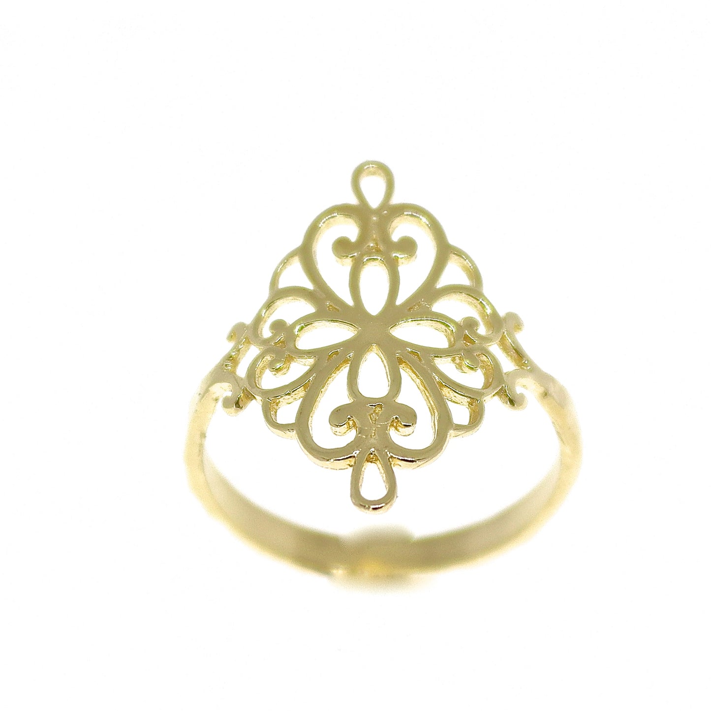 Victorian filigree 14K solid gold ring for women