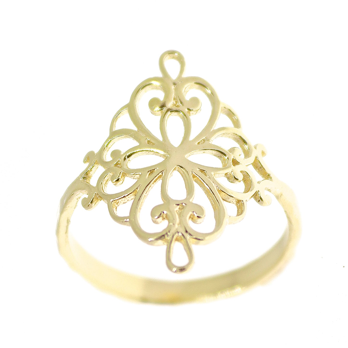 Victorian filigree 14K solid gold ring for women