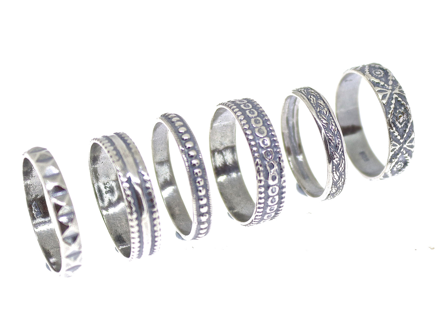 Sterling silver 925 textured ring band
