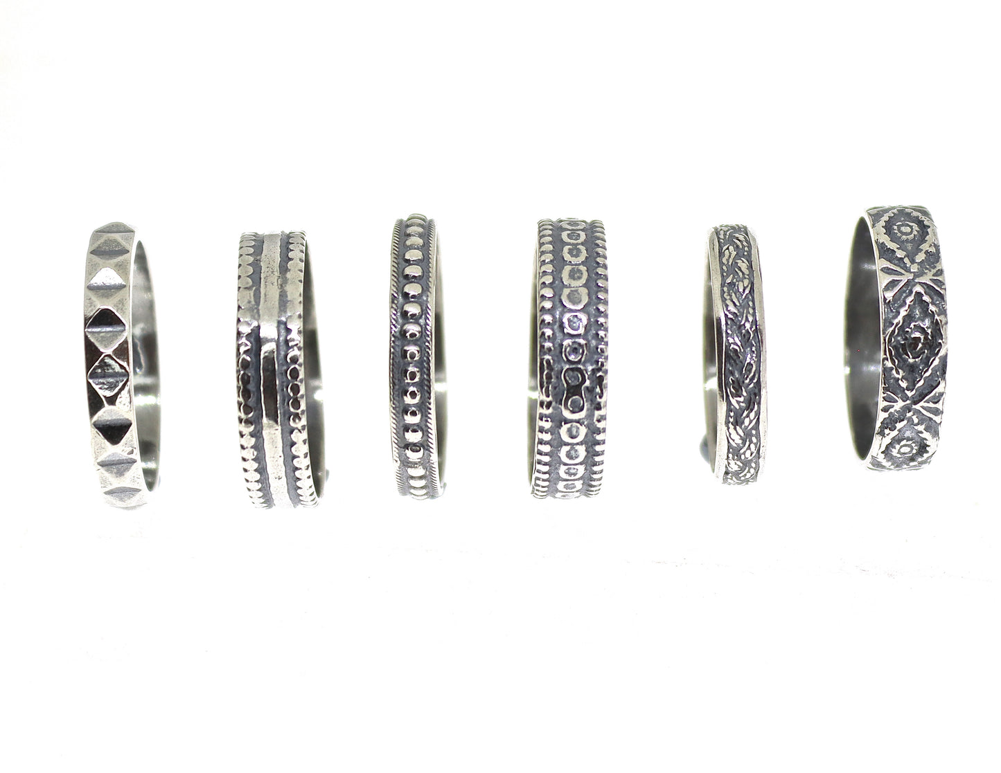 Sterling silver 925 textured ring band