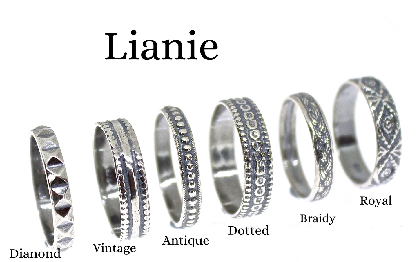 Sterling silver 925 textured ring band