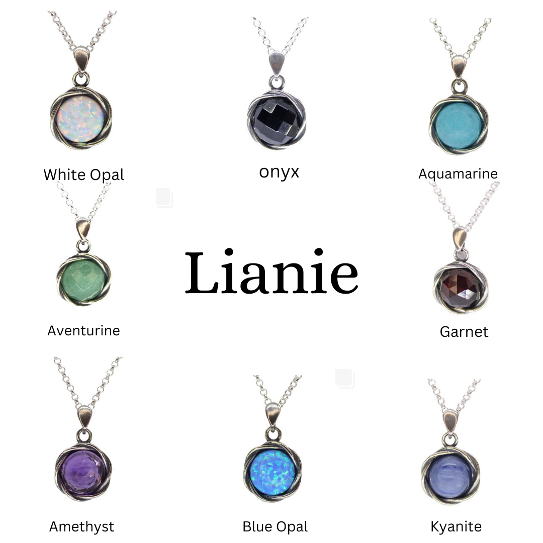 Gemstone sterling silver 925 pendant necklace