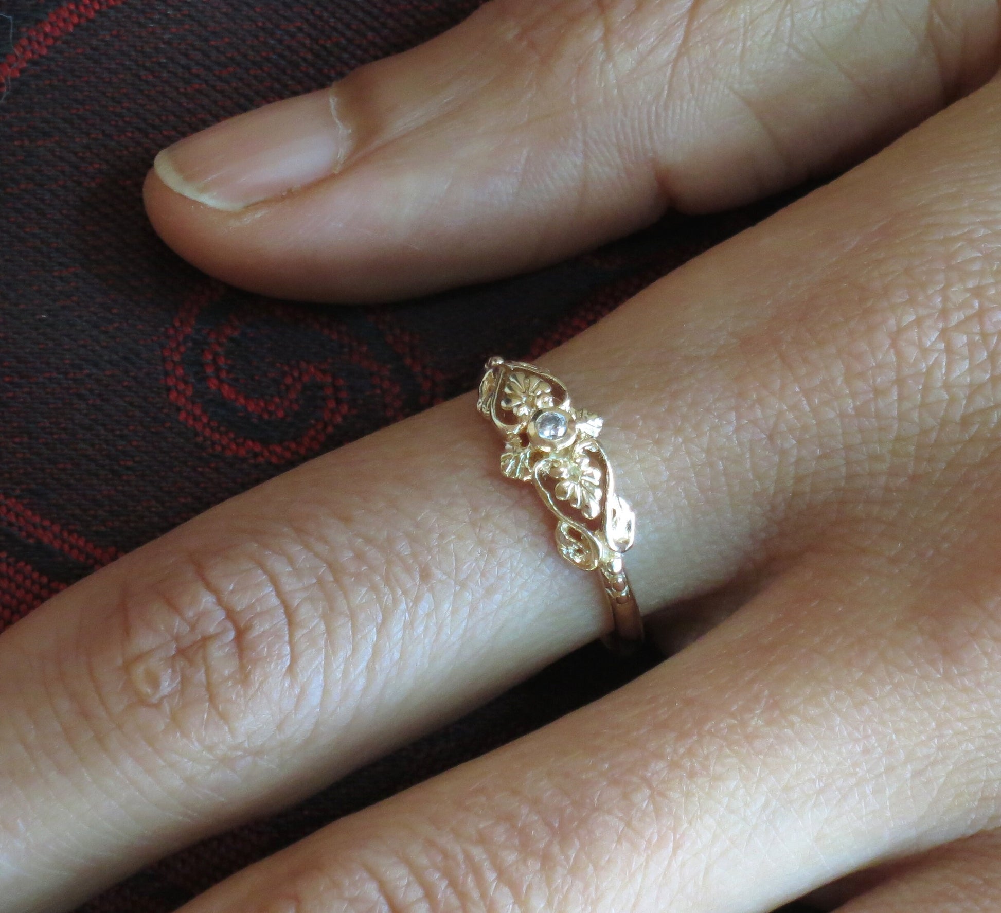 Opal victorian 14k gold ring, Blue opal solid 14k gold ring