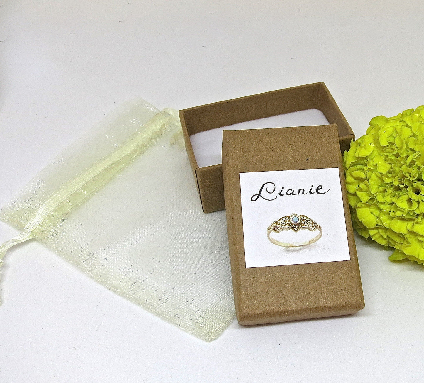 Victorian filigree 14K solid gold ring for women