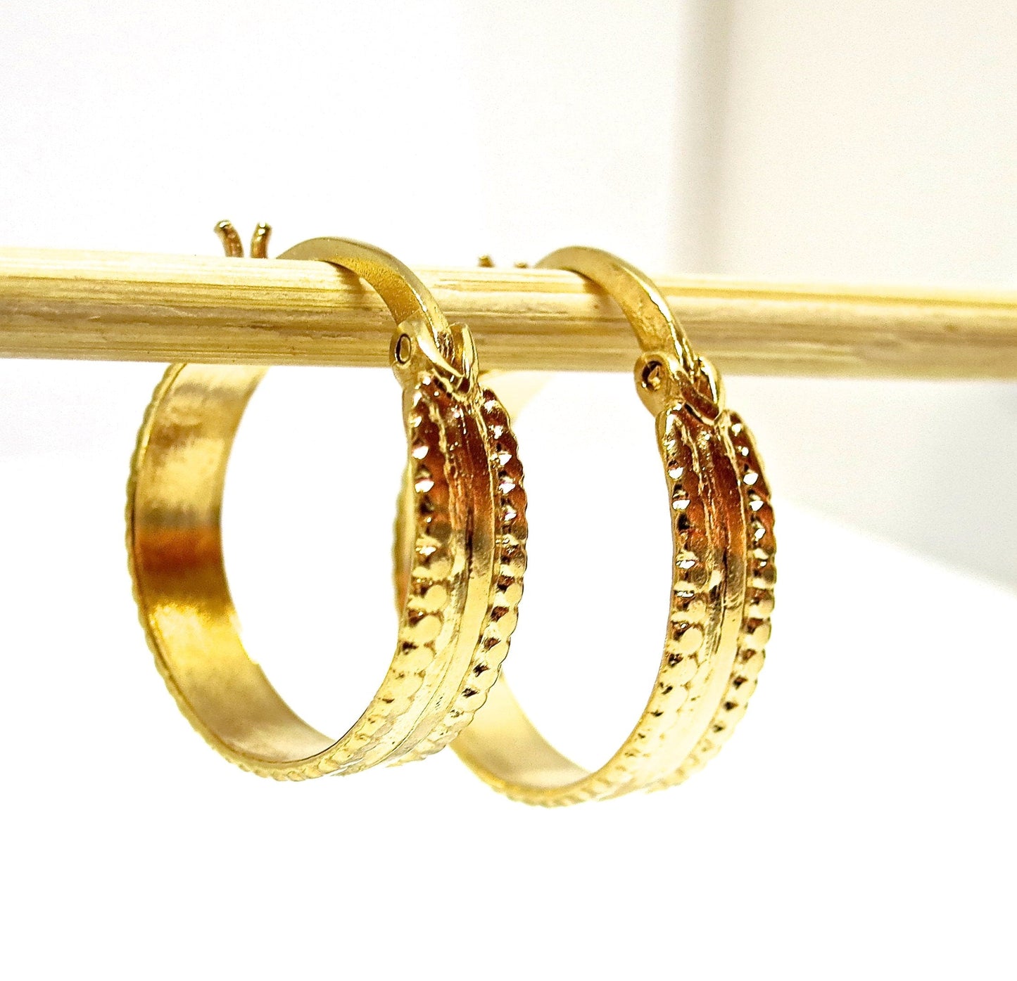 Wide solid 14k gold hoops earrings, Chunky gold hoop earrings, Real 14k solid gold hoop earrings