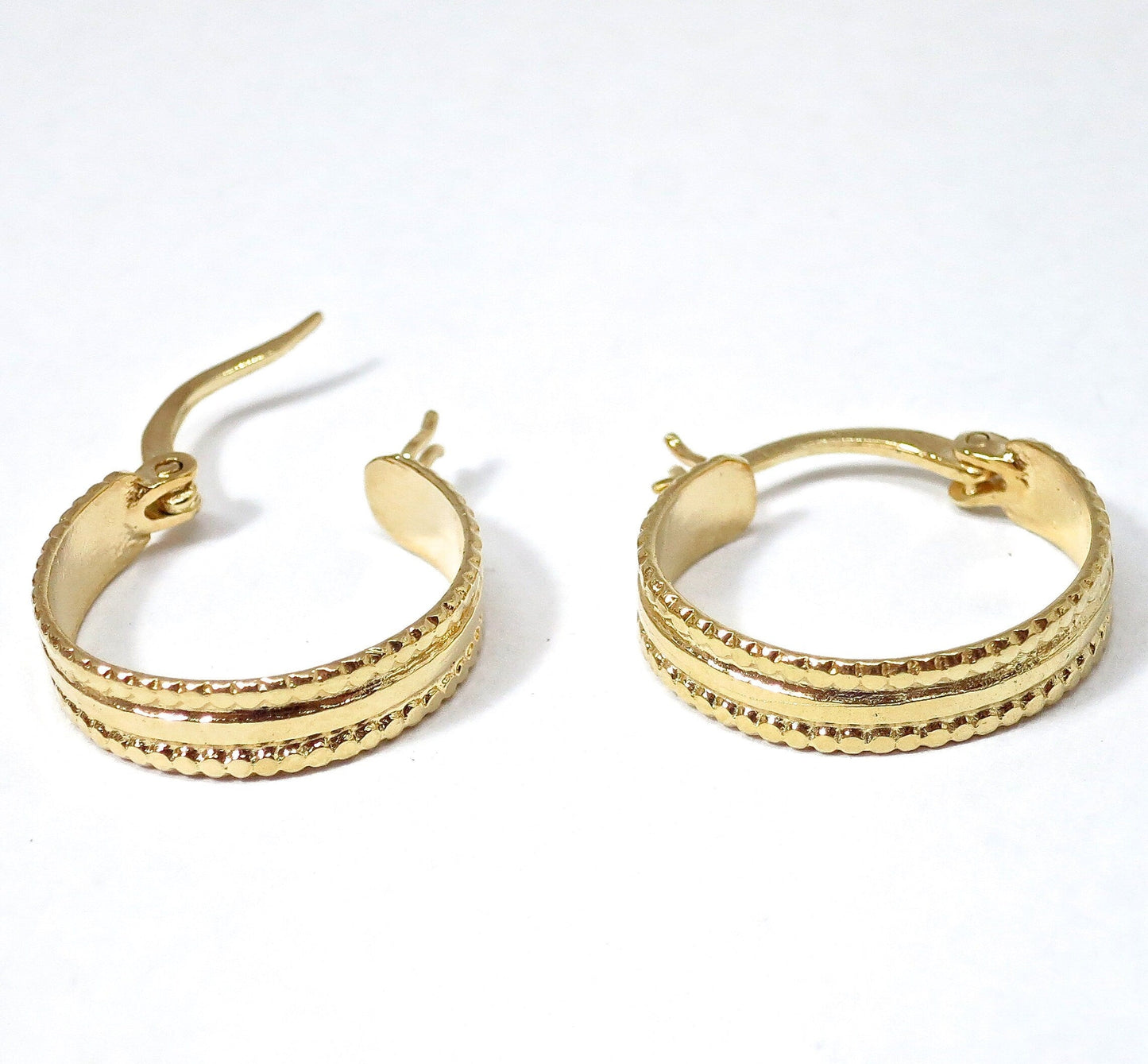 Wide solid 14k gold hoops earrings, Chunky gold hoop earrings, Real 14k solid gold hoop earrings