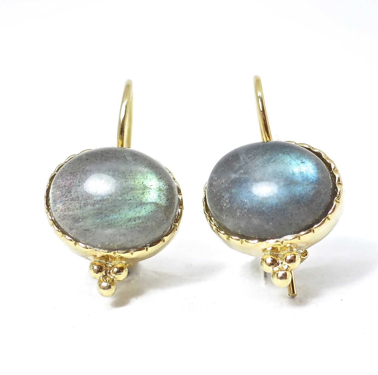 Labradorite gold earrings, 14k gold stone earrings, Big stone earrings