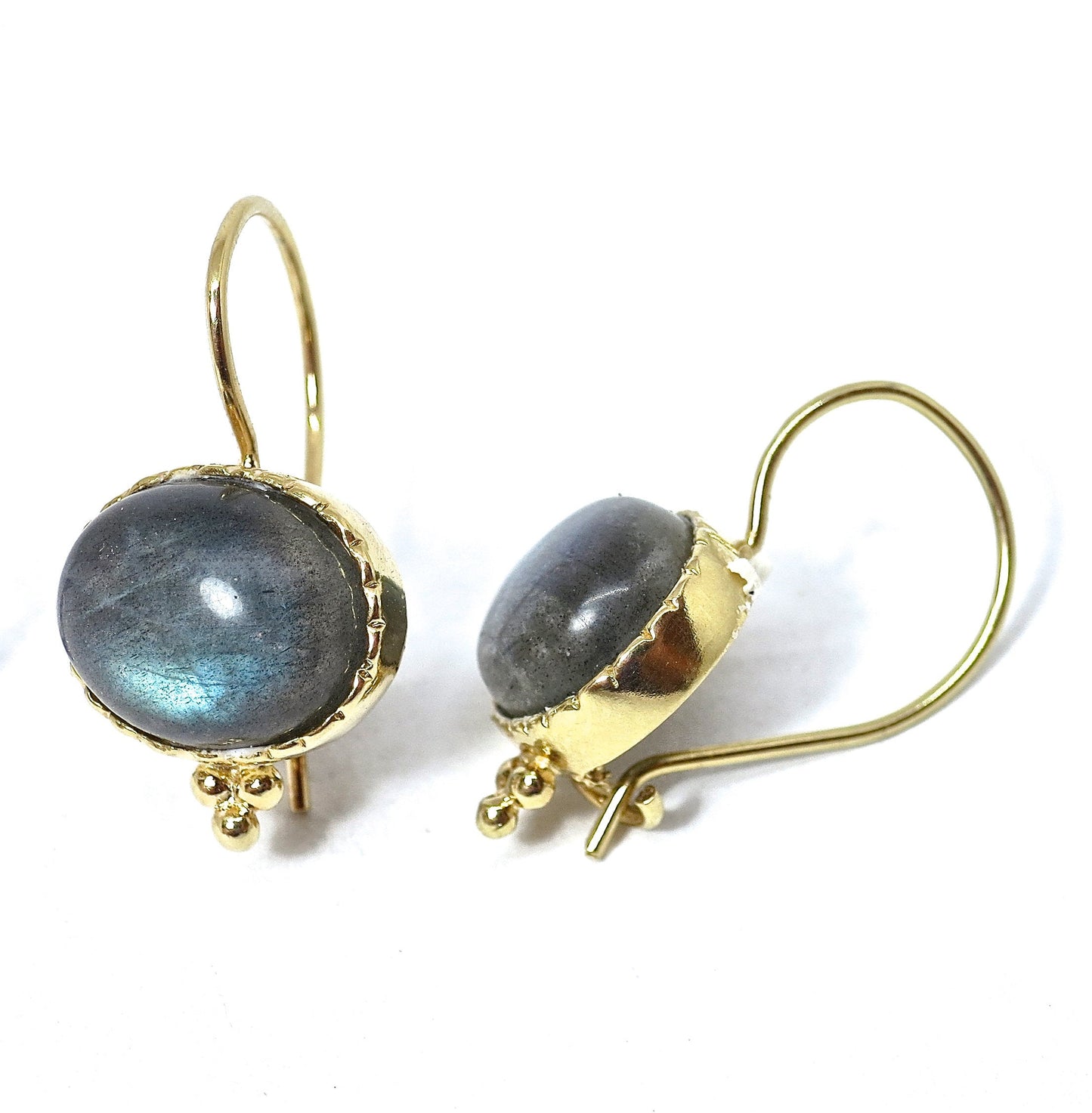Labradorite gold earrings, 14k gold stone earrings, Big stone earrings