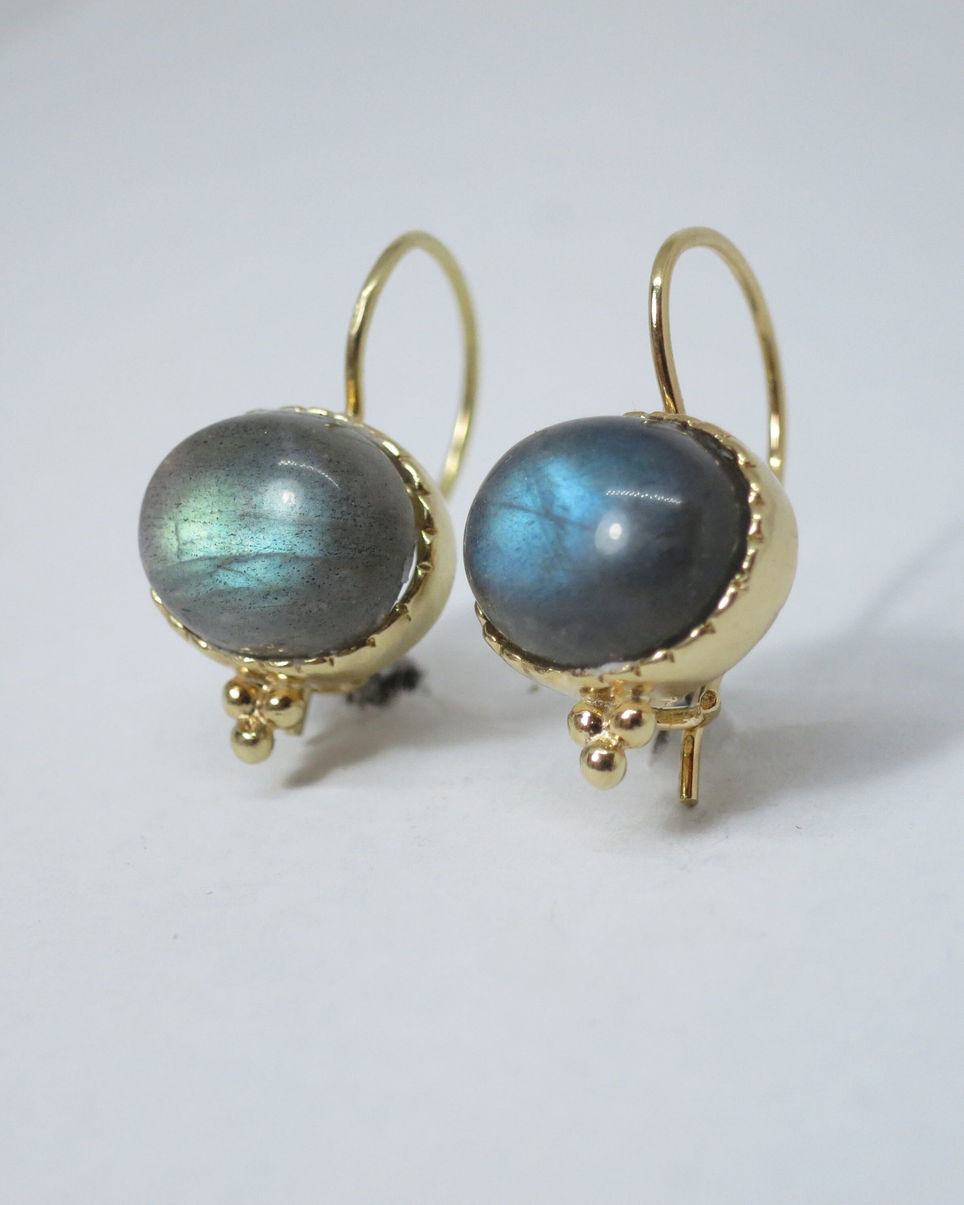 Labradorite gold earrings, 14k gold stone earrings, Big stone earrings
