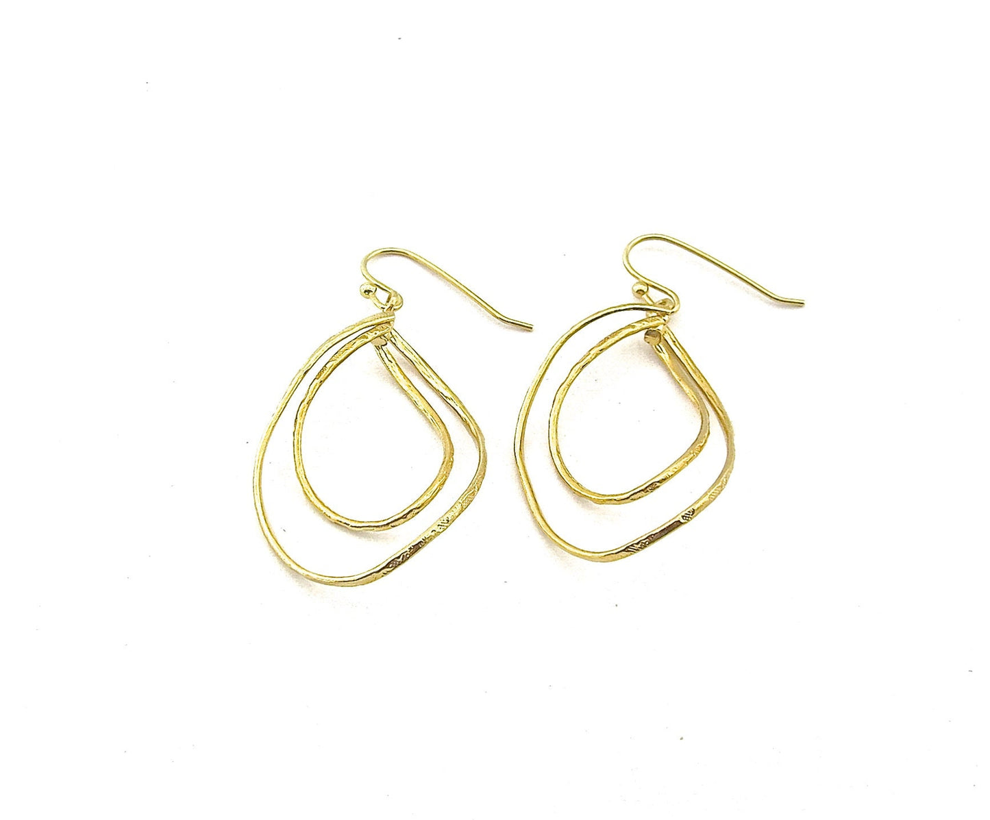 Double drop solid 14k gold dangle earrings