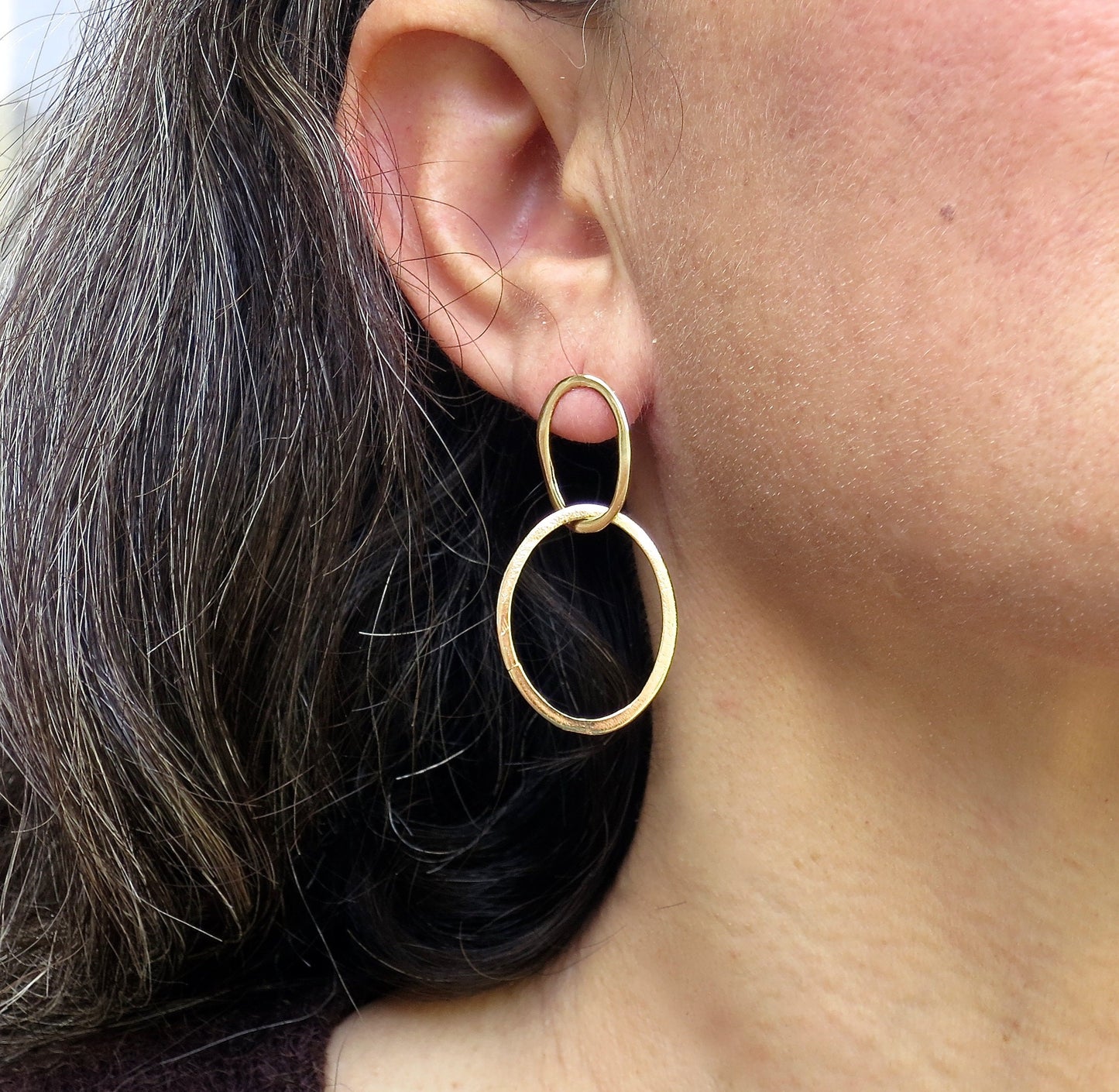 Link 14k gold dangle earrings