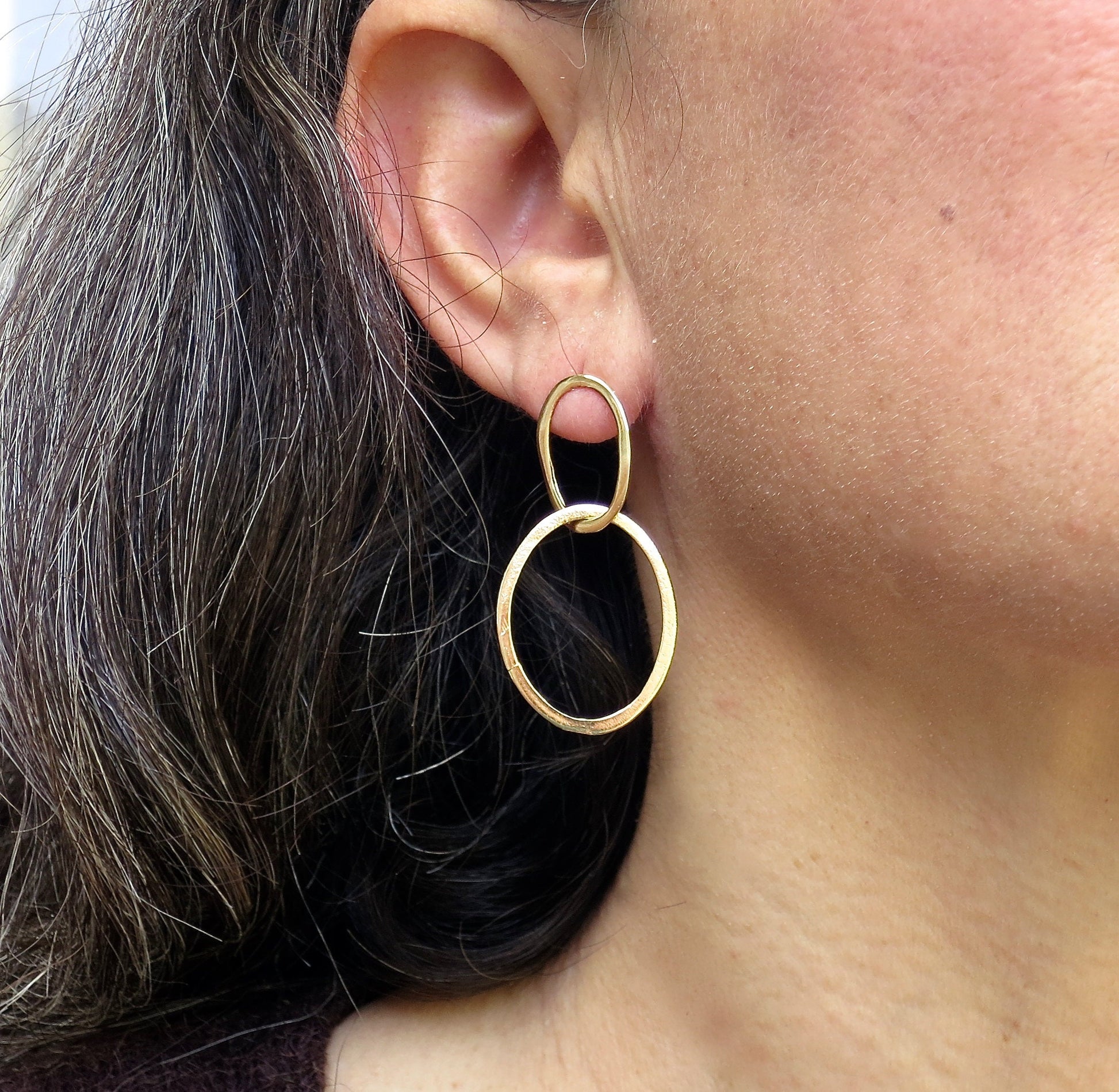 Link 14k gold dangle earrings