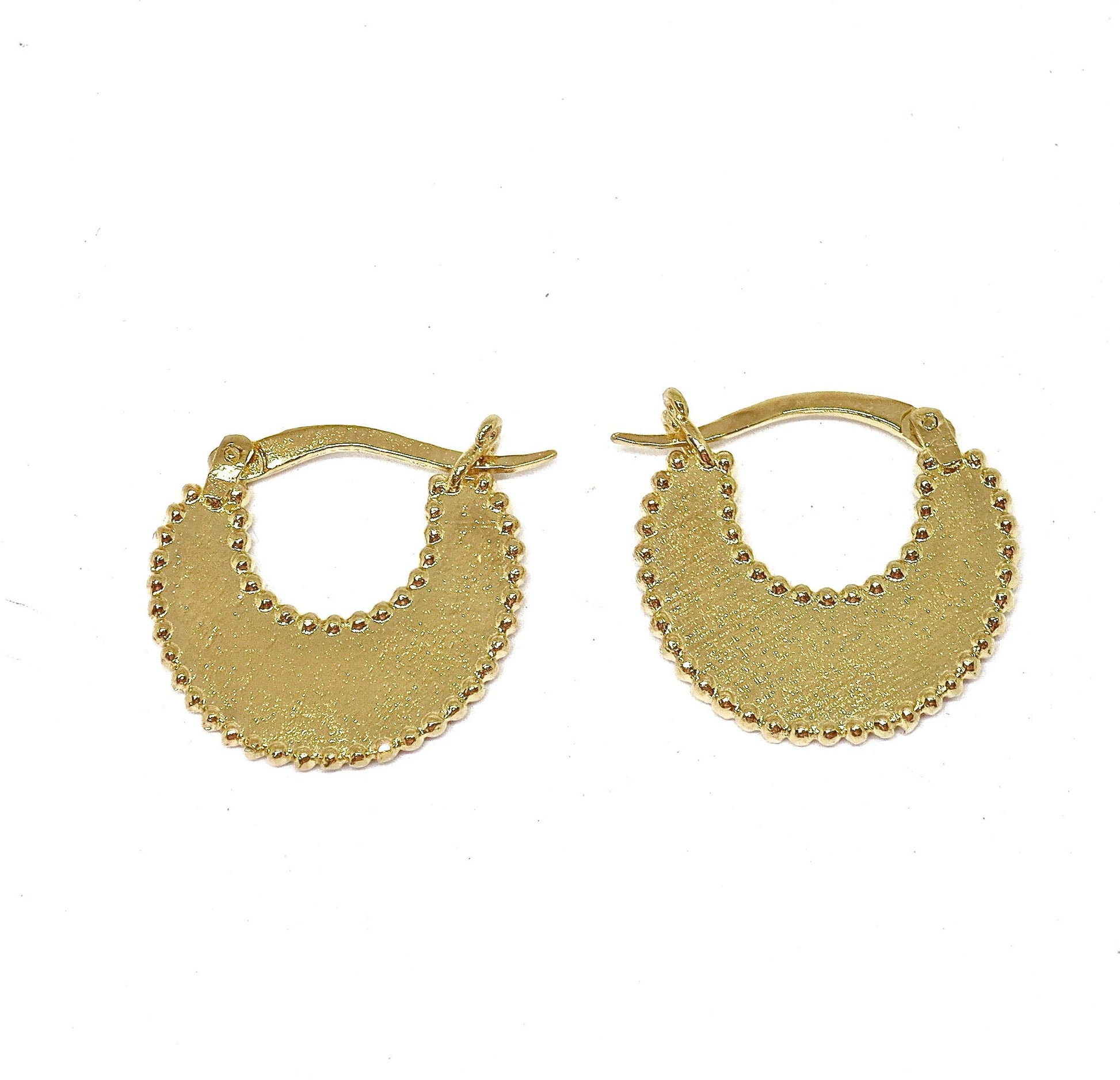 Solid 14k gold Crescent hoop earrings