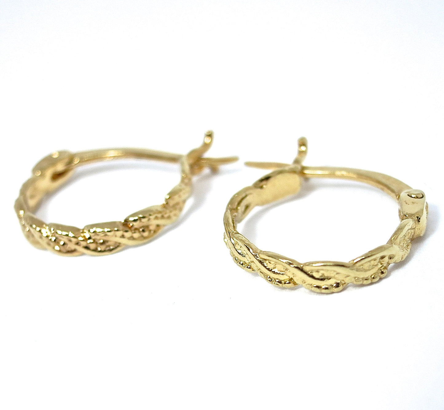 Gold hoops, Small 14K gold huggie hoop earrings, Twisted Hoop earrings