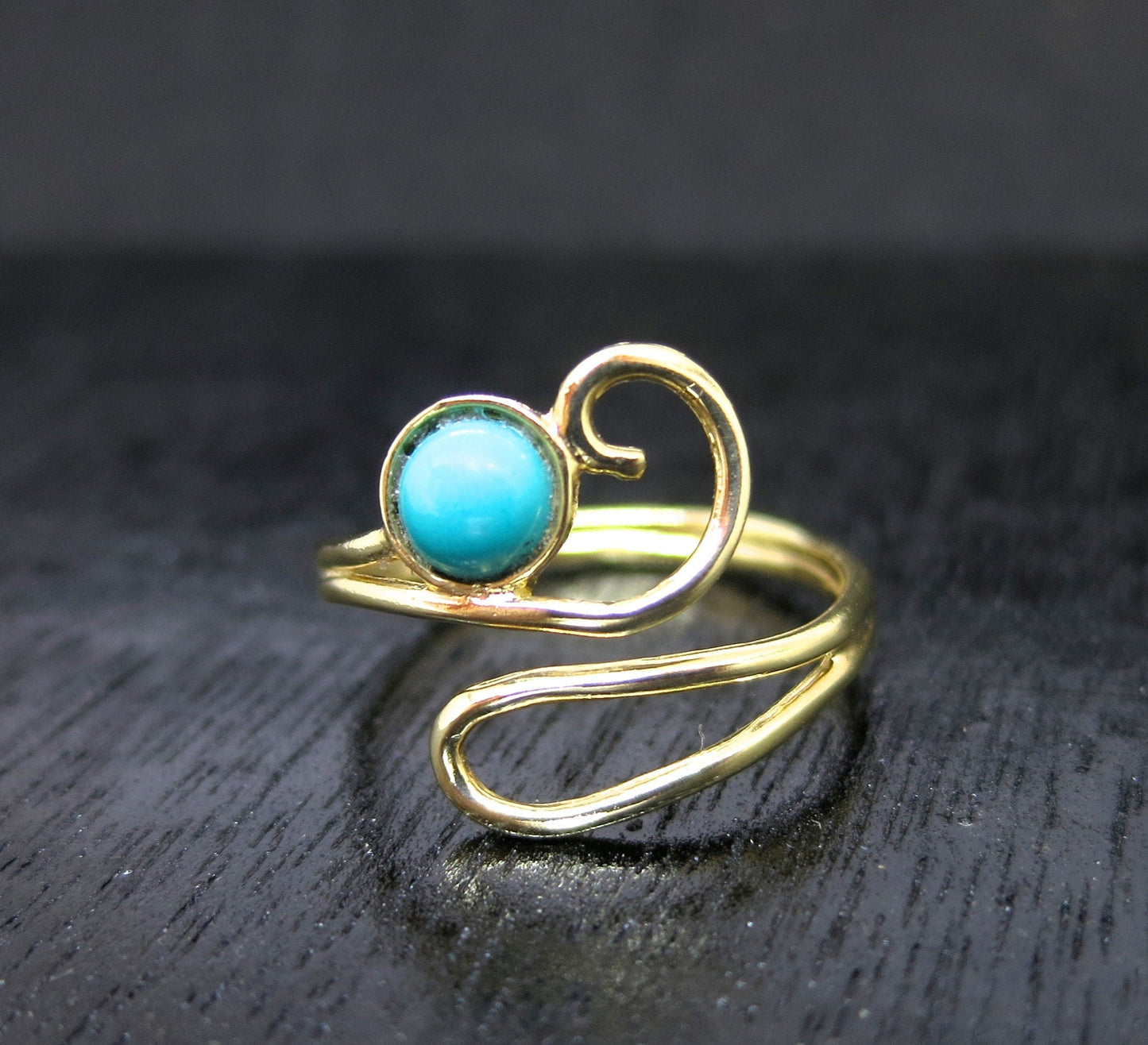 Gold Turquoise ring, 14K Turquoise ring, Solid 14K gold Ring, Adjustable Ring, Boho gold Ring, 14K Gold Rings for women Unique gold Ring