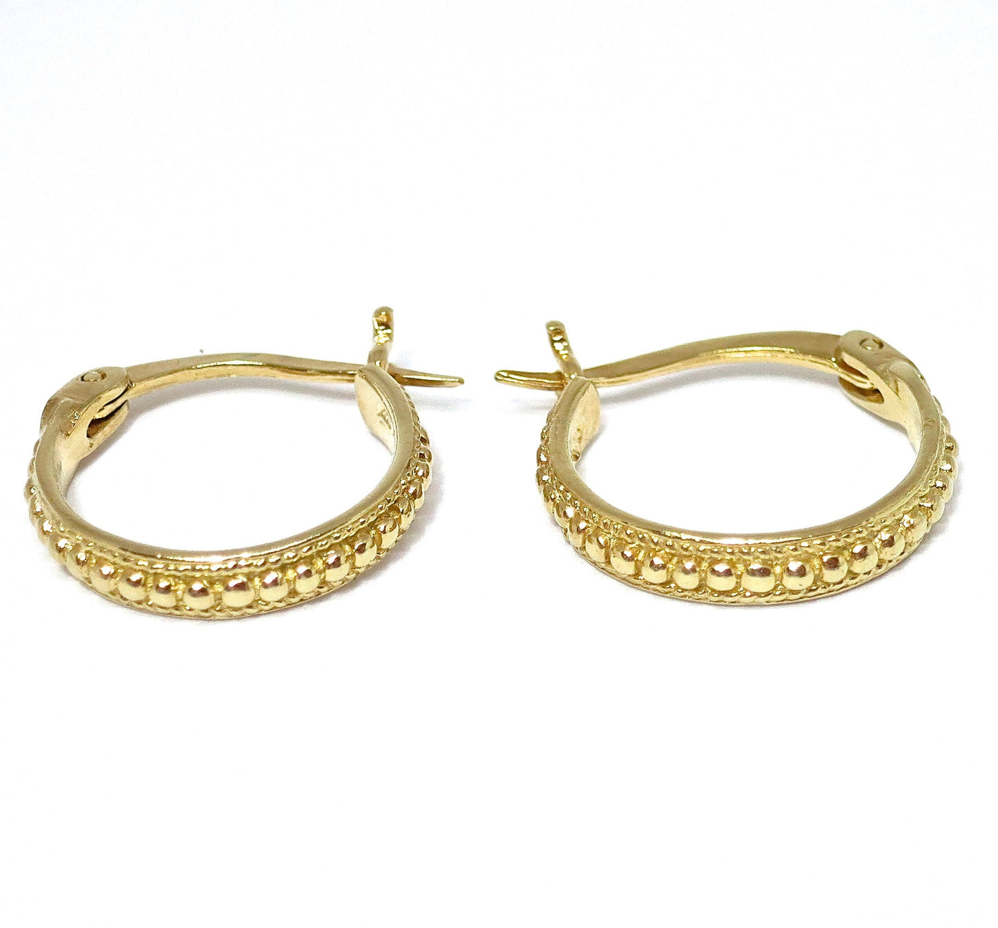 Small solid 14k gold hoop earrings, Vintage style hoop earrings