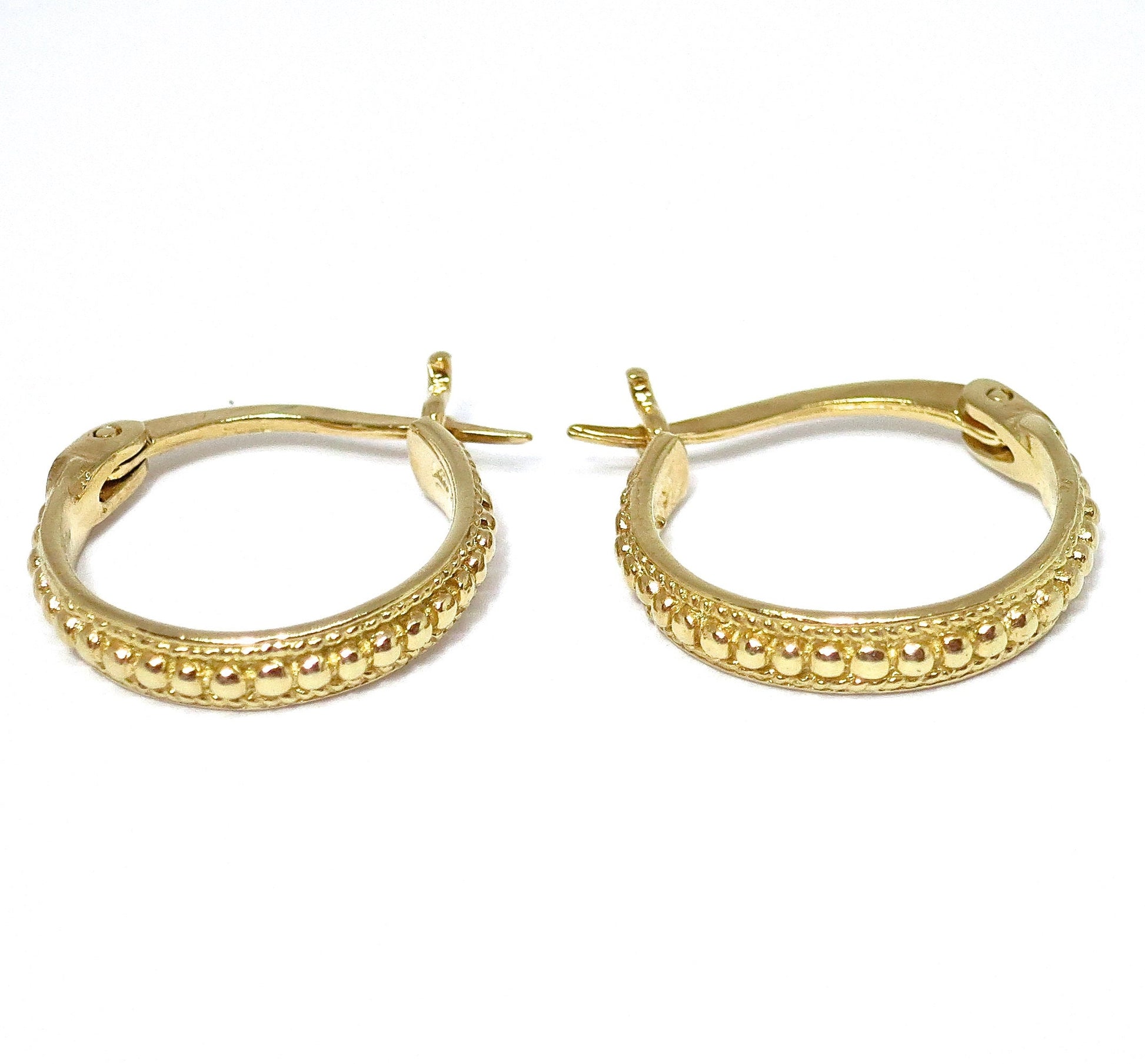 Small solid 14k gold hoop earrings, Vintage style hoop earrings
