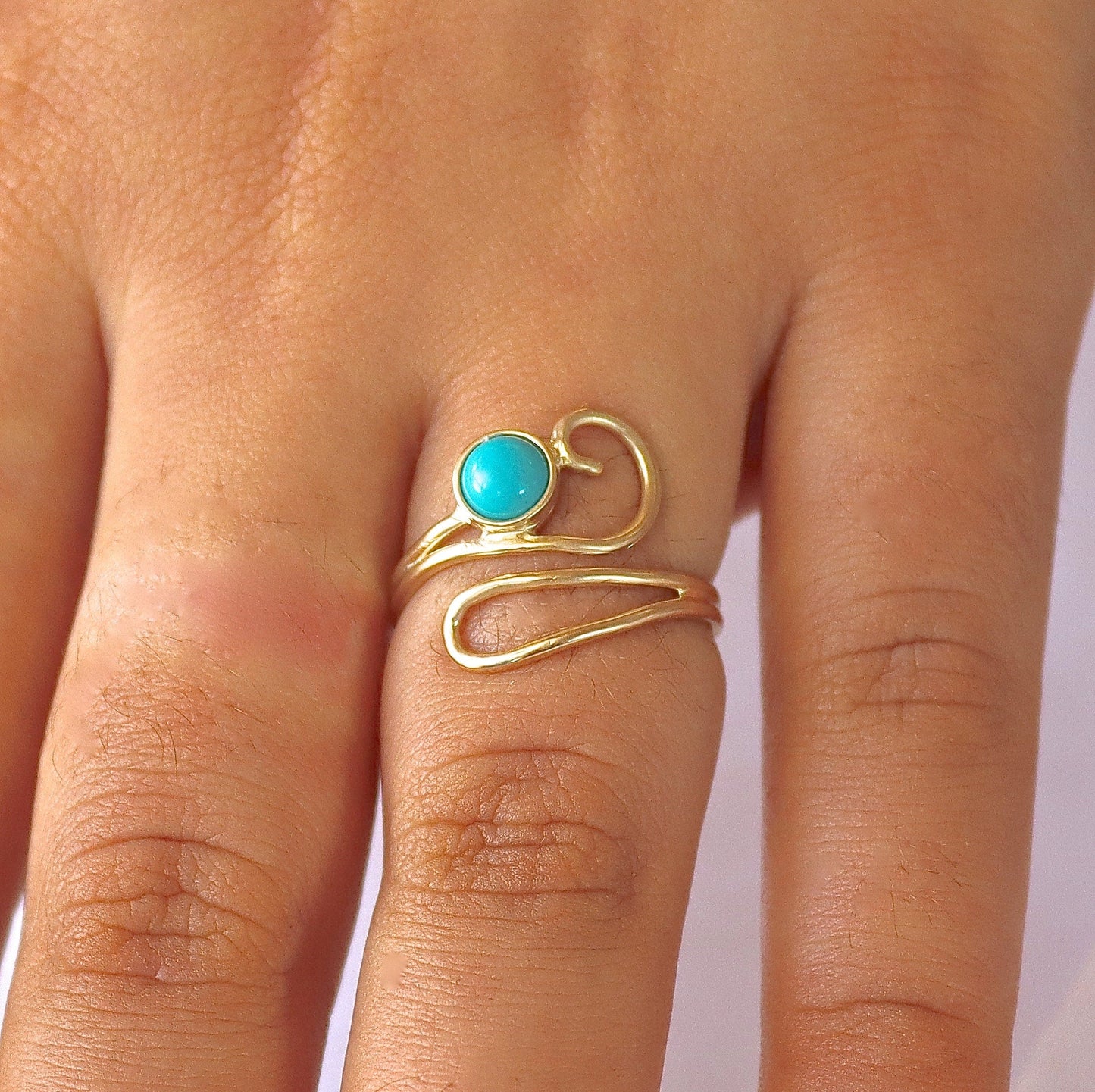 Gold Turquoise ring, 14K Turquoise ring, Solid 14K gold Ring, Adjustable Ring, Boho gold Ring, 14K Gold Rings for women Unique gold Ring