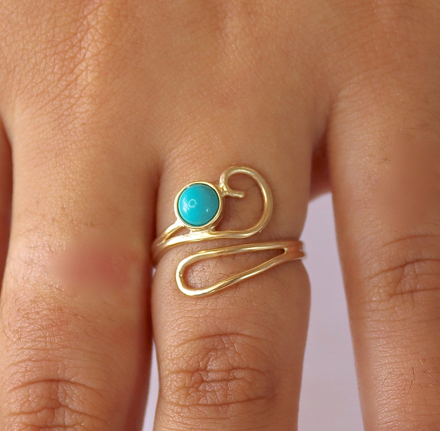 Gold Turquoise ring, 14K Turquoise ring, Solid 14K gold Ring, Adjustable Ring, Boho gold Ring, 14K Gold Rings for women Unique gold Ring