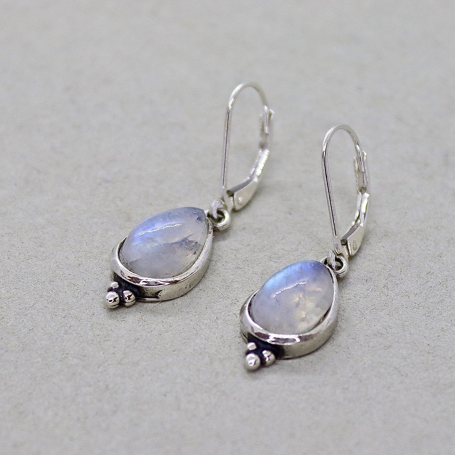 Moonstone teardrop sterling Silver dangle earring for woman