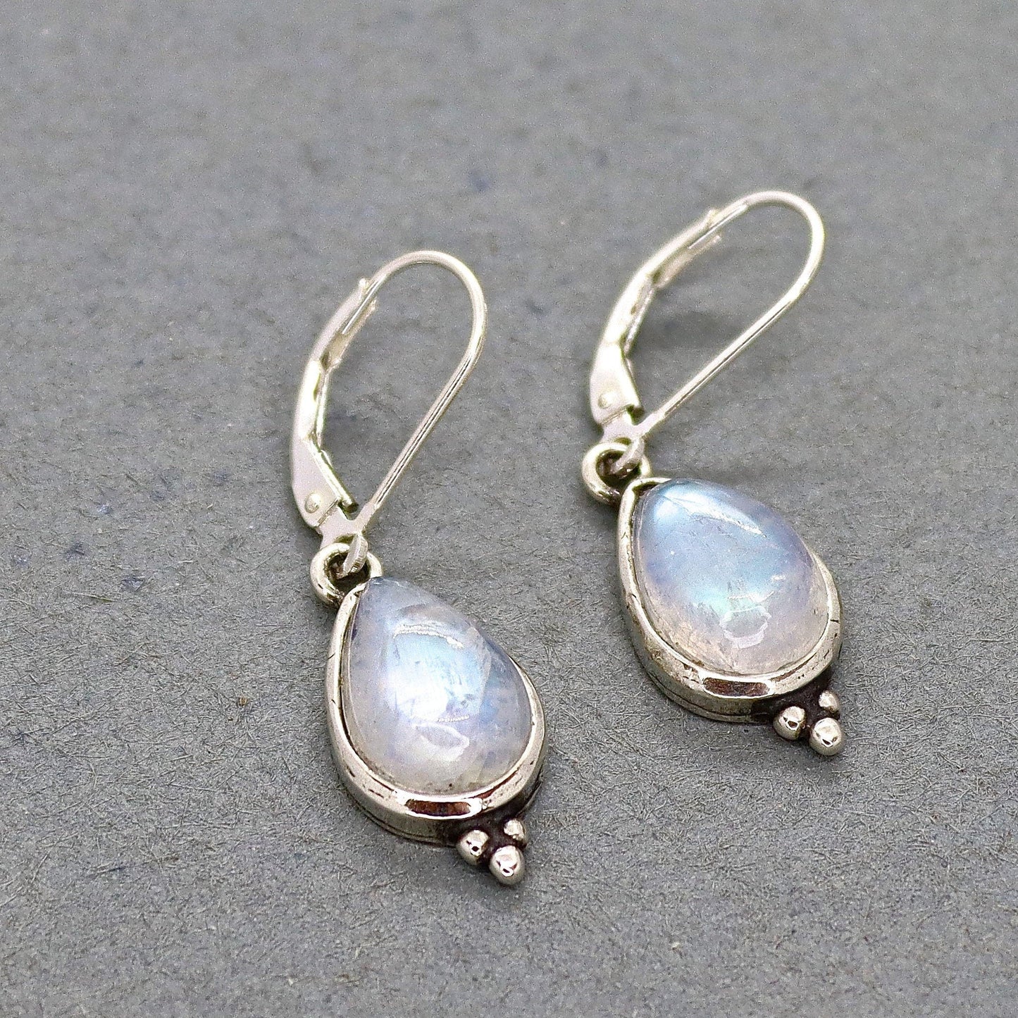 Moonstone teardrop sterling Silver dangle earring for woman