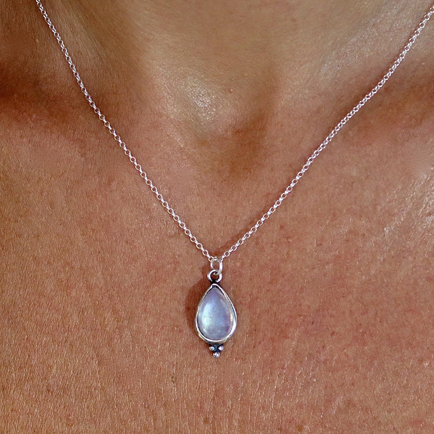 Moonstone necklace, Teardrop sterling silver 925 necklace pendant