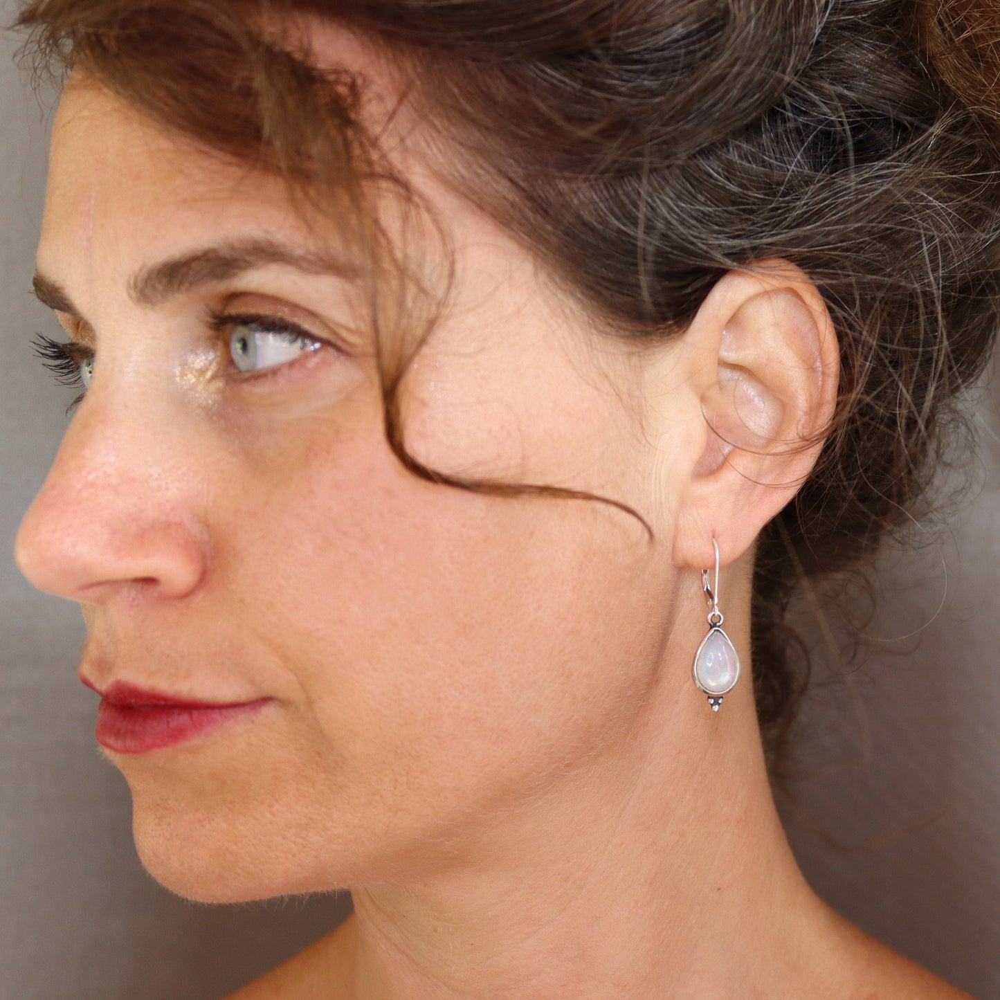 Moonstone teardrop sterling Silver dangle earring for woman