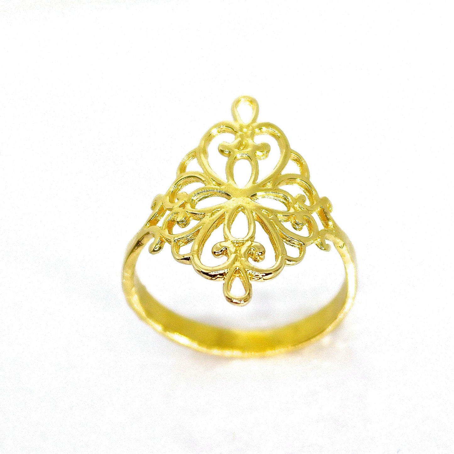 Victorian filigree 14K solid gold ring for women