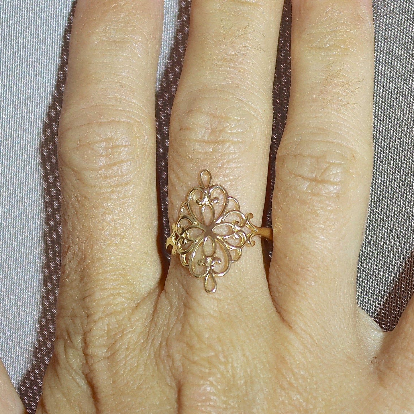 Victorian filigree 14K solid gold ring for women