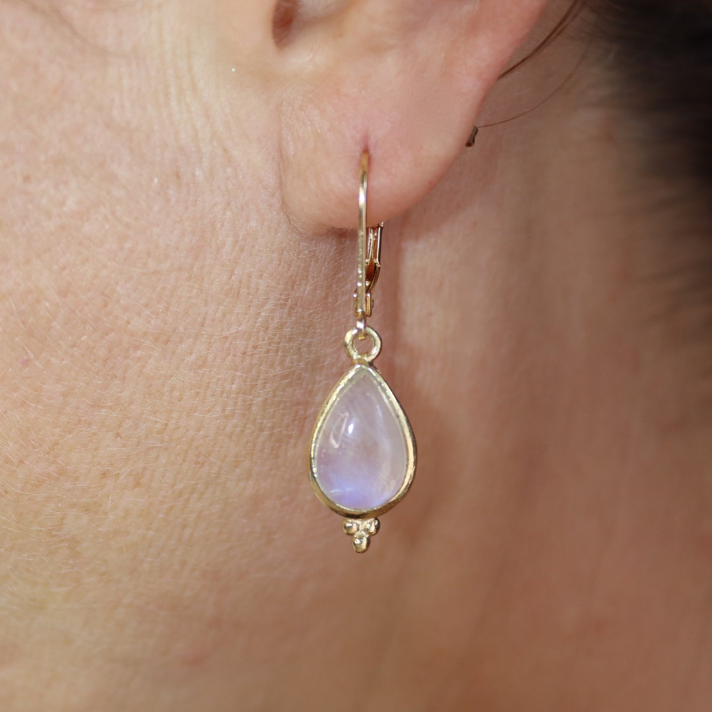 Moonstone Earrings, Solid 14k Gold Teardrop Dangle Earrings for Women, Elegant Birthstone Jewelry, Gift for Wife, Anniversary Gift for Her