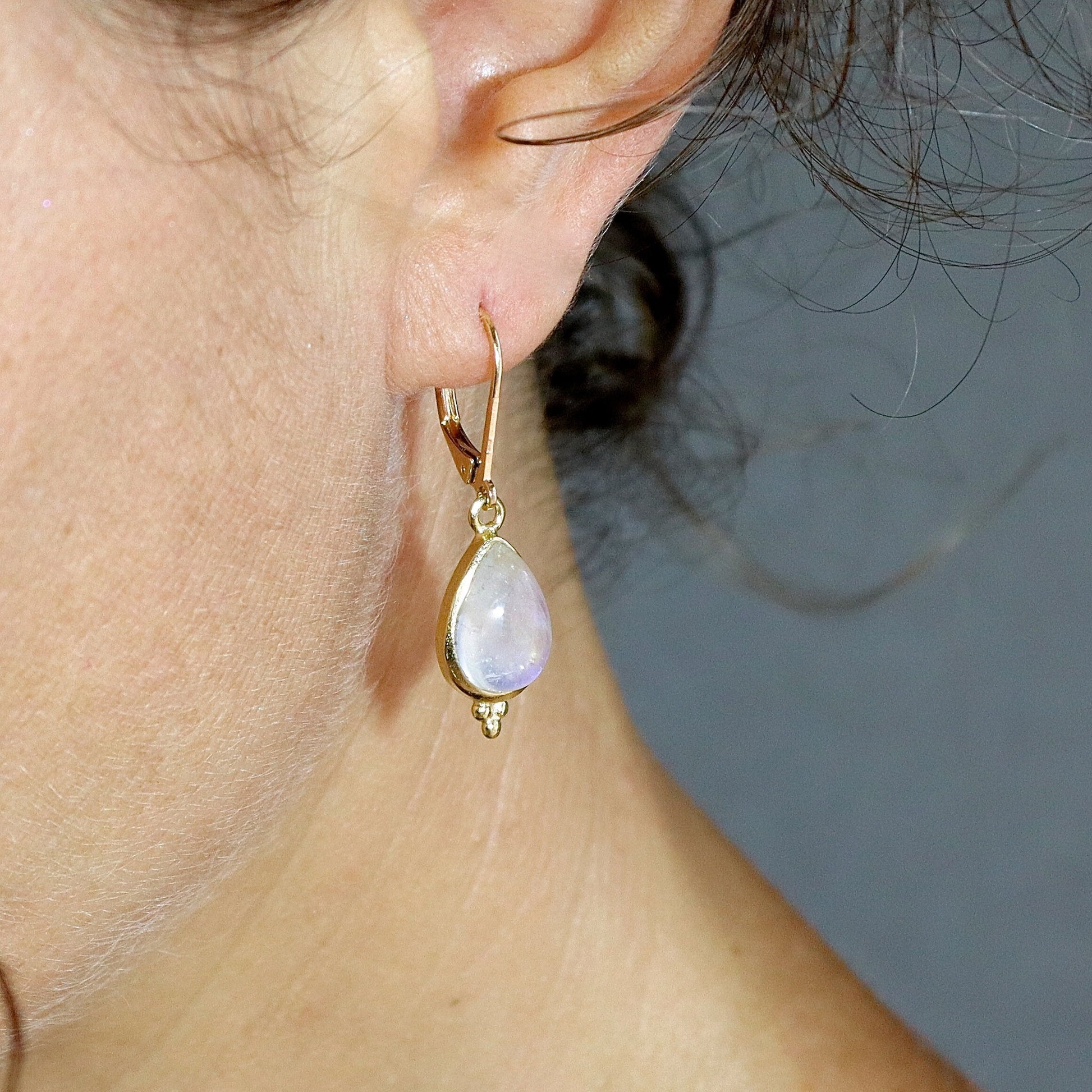 Moonstone Earrings, Solid 14k Gold Teardrop Dangle Earrings for Women, Elegant Birthstone Jewelry, Gift for Wife, Anniversary Gift for Her