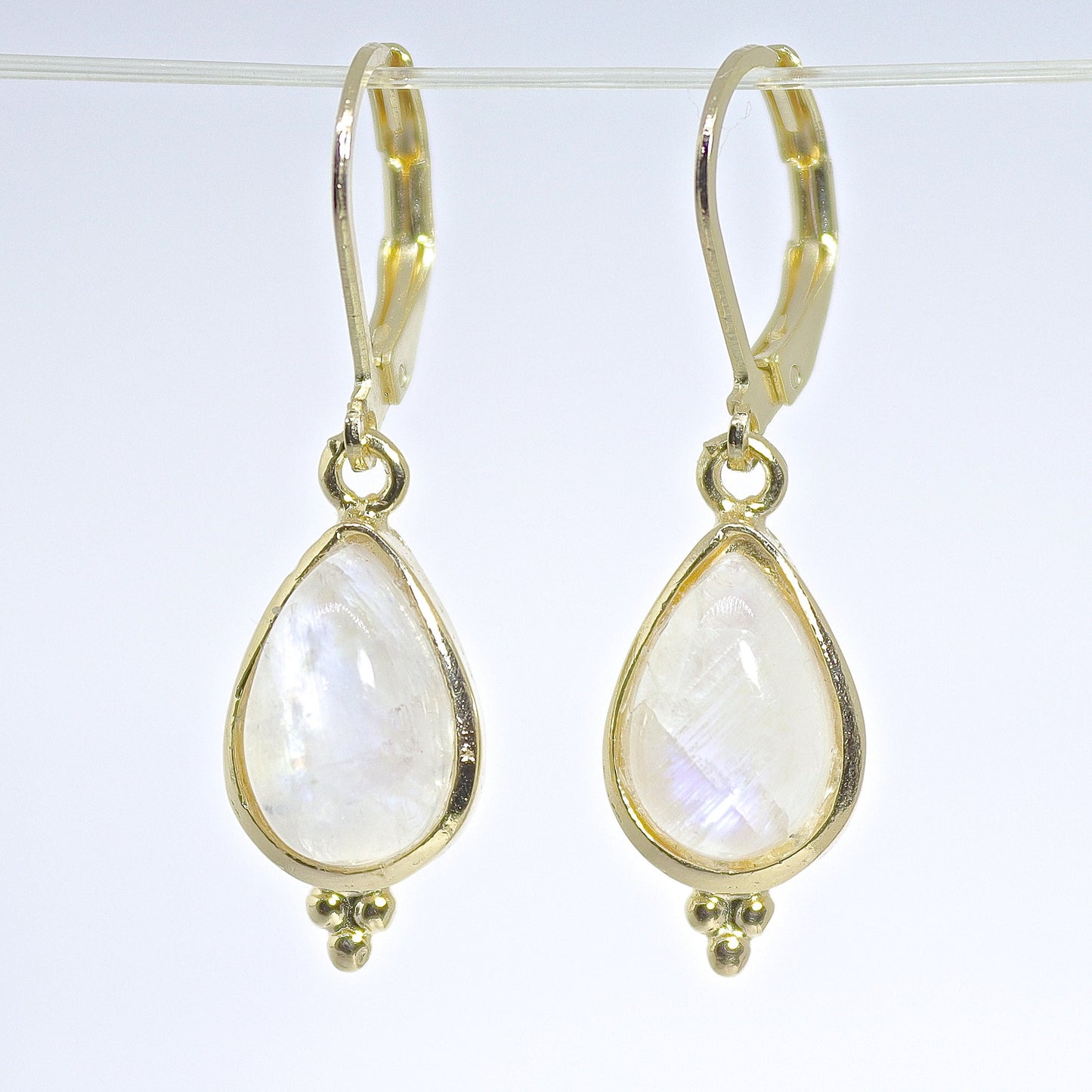 Moonstone Earrings, Solid 14k Gold Teardrop Dangle Earrings for Women, Elegant Birthstone Jewelry, Gift for Wife, Anniversary Gift for Her