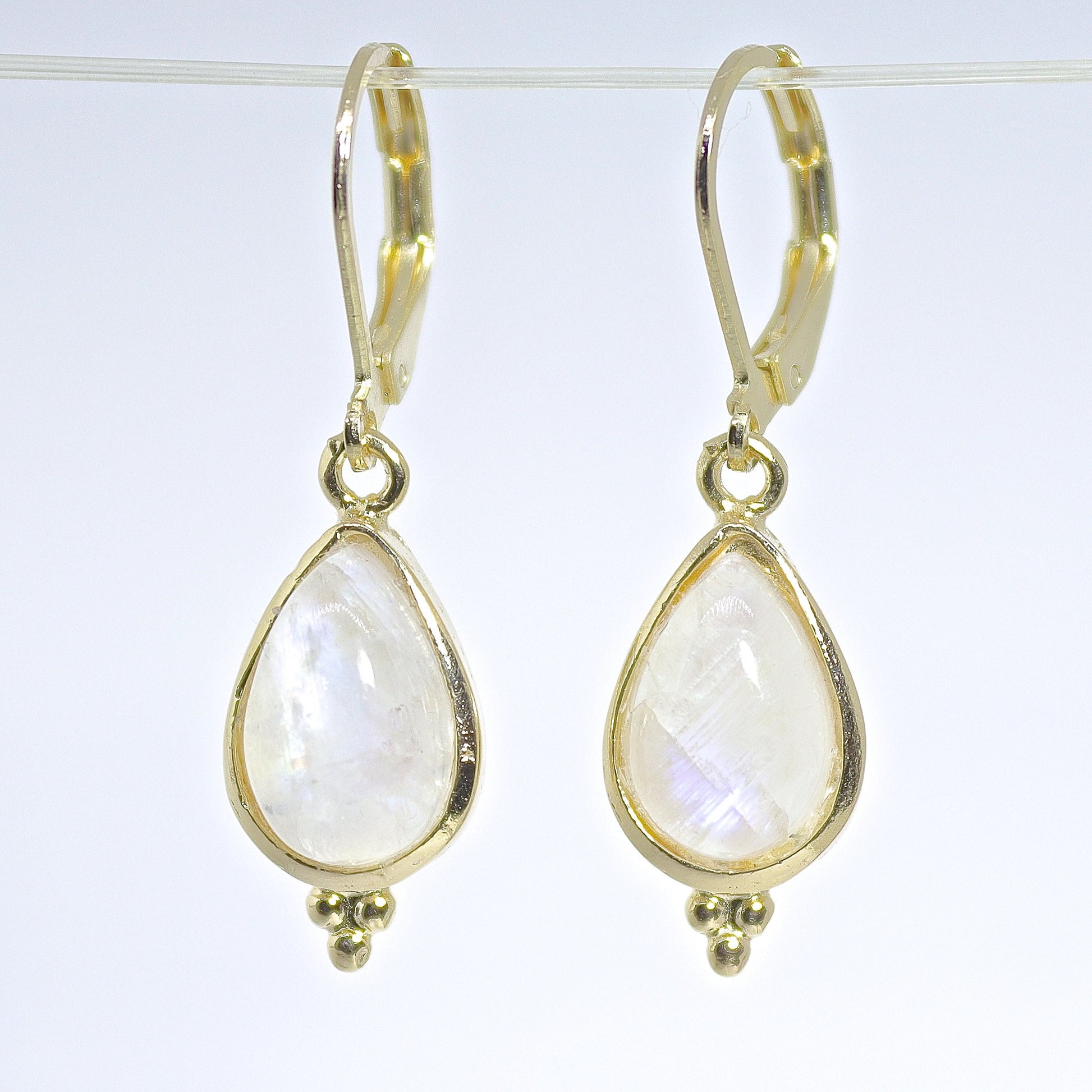 Moonstone Earrings, Solid 14k Gold Teardrop Dangle Earrings for Women, Elegant Birthstone Jewelry, Gift for Wife, Anniversary Gift for Her
