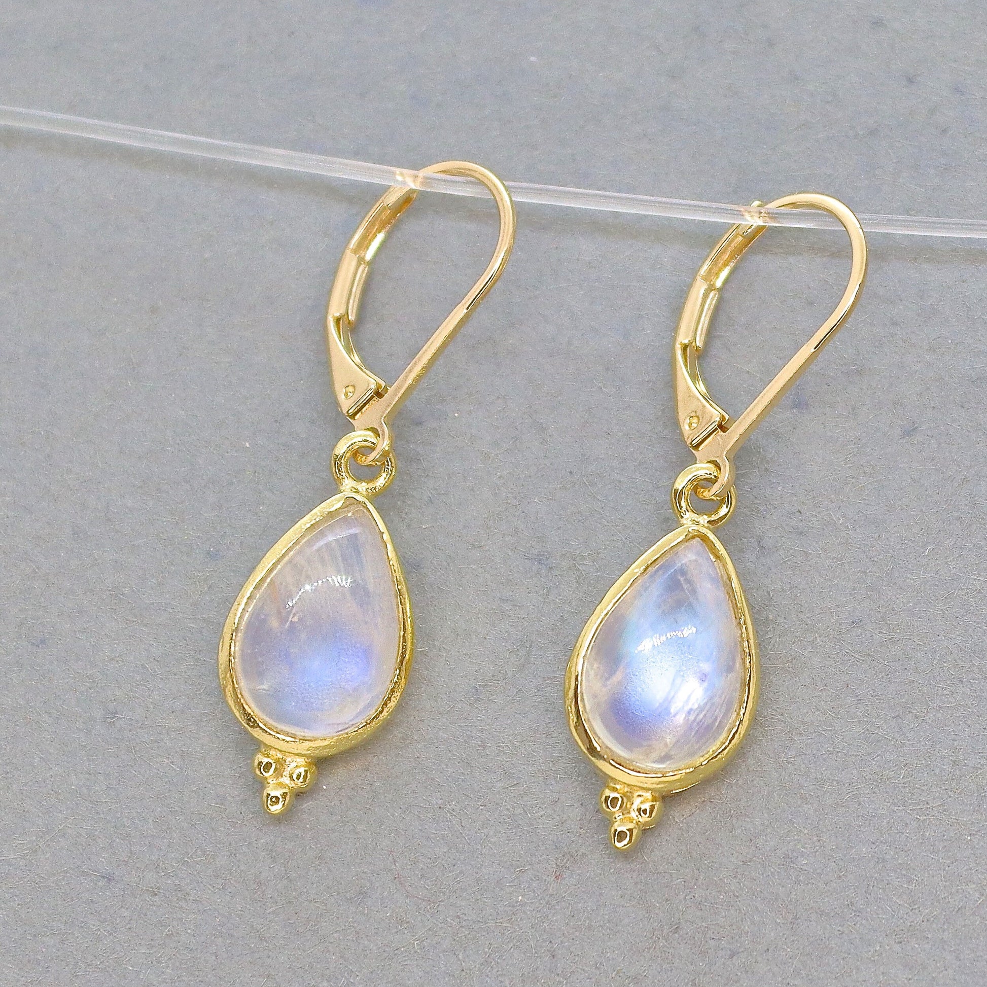 Moonstone Earrings, Solid 14k Gold Teardrop Dangle Earrings for Women, Elegant Birthstone Jewelry, Gift for Wife, Anniversary Gift for Her