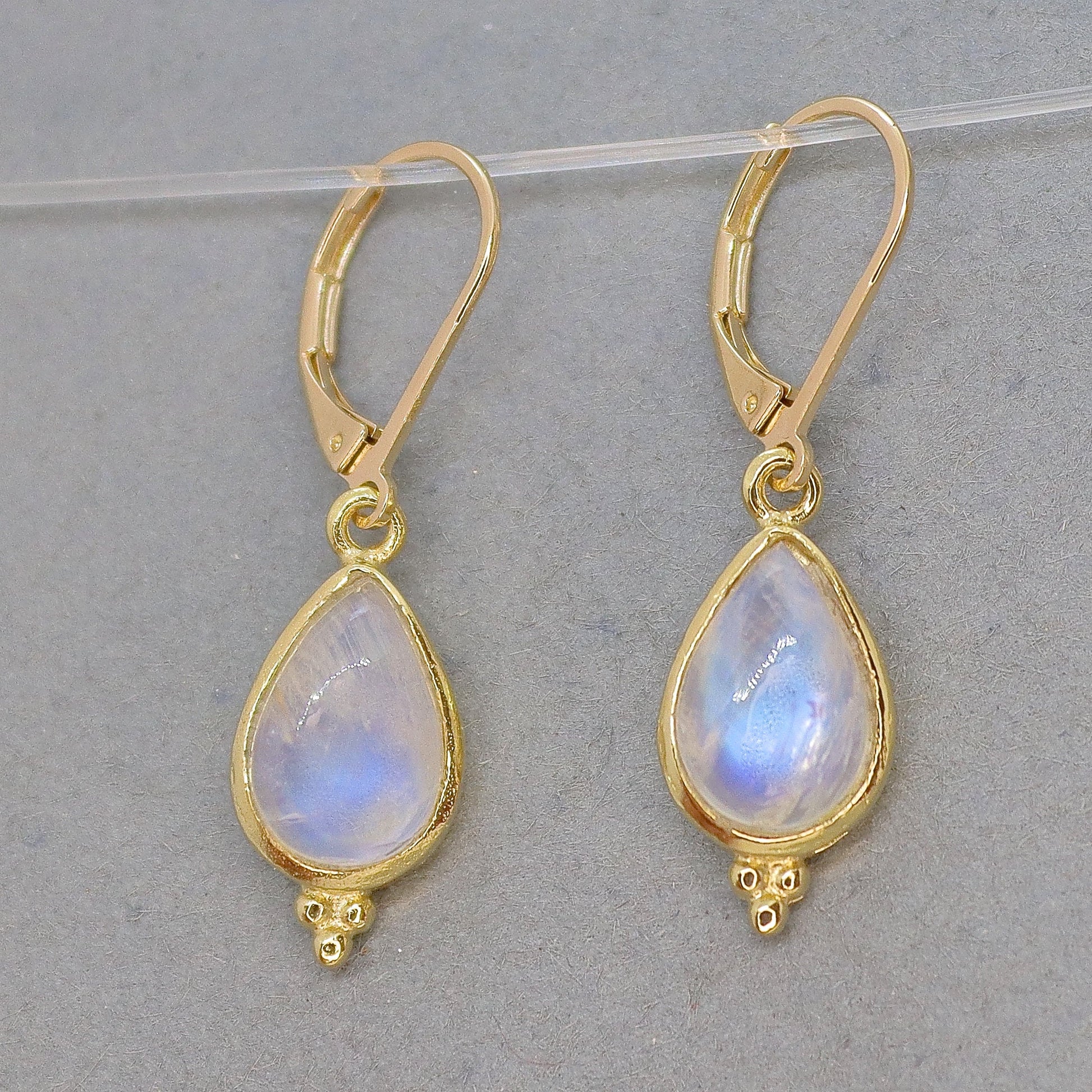 Moonstone Earrings, Solid 14k Gold Teardrop Dangle Earrings for Women, Elegant Birthstone Jewelry, Gift for Wife, Anniversary Gift for Her