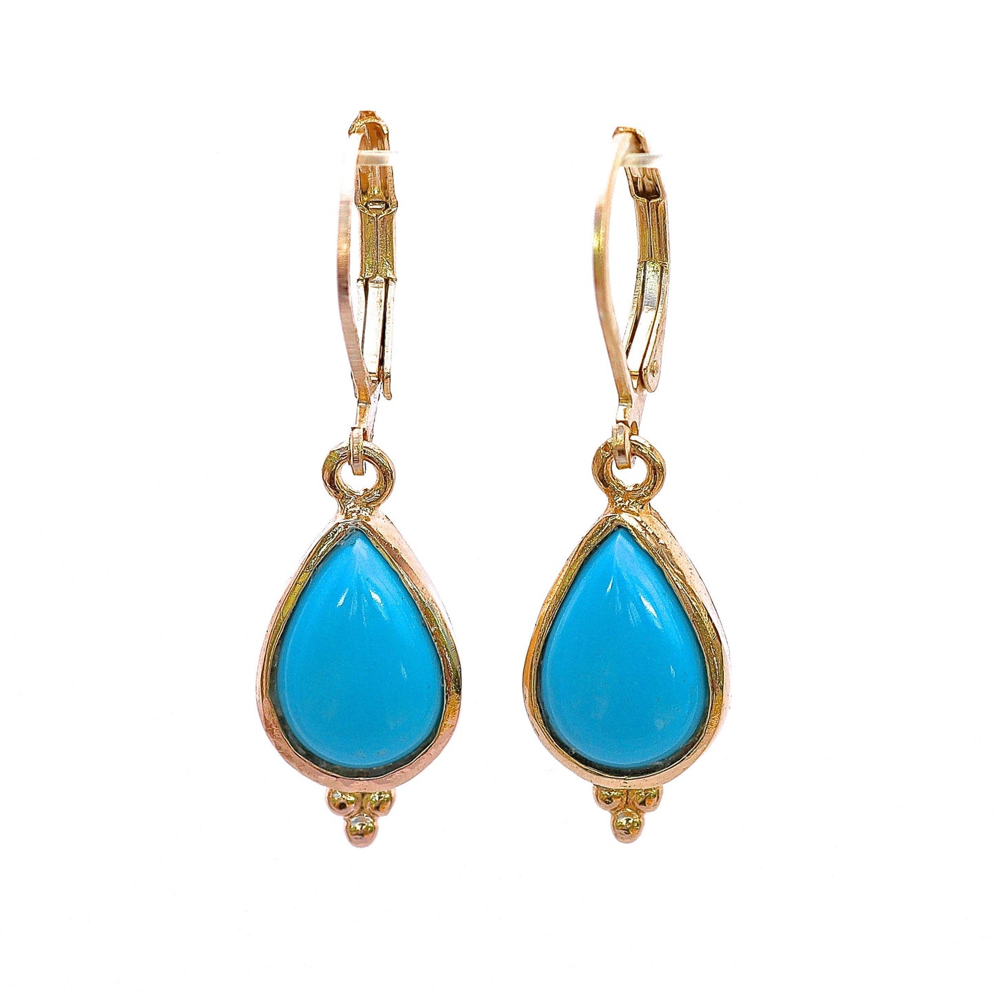 Turquoise Solid 14k gold teardrop dangle earrings