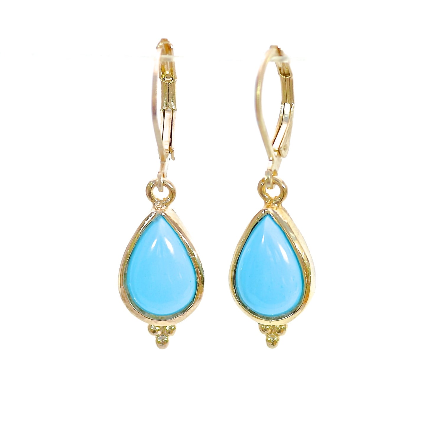 Turquoise Solid 14k gold teardrop dangle earrings