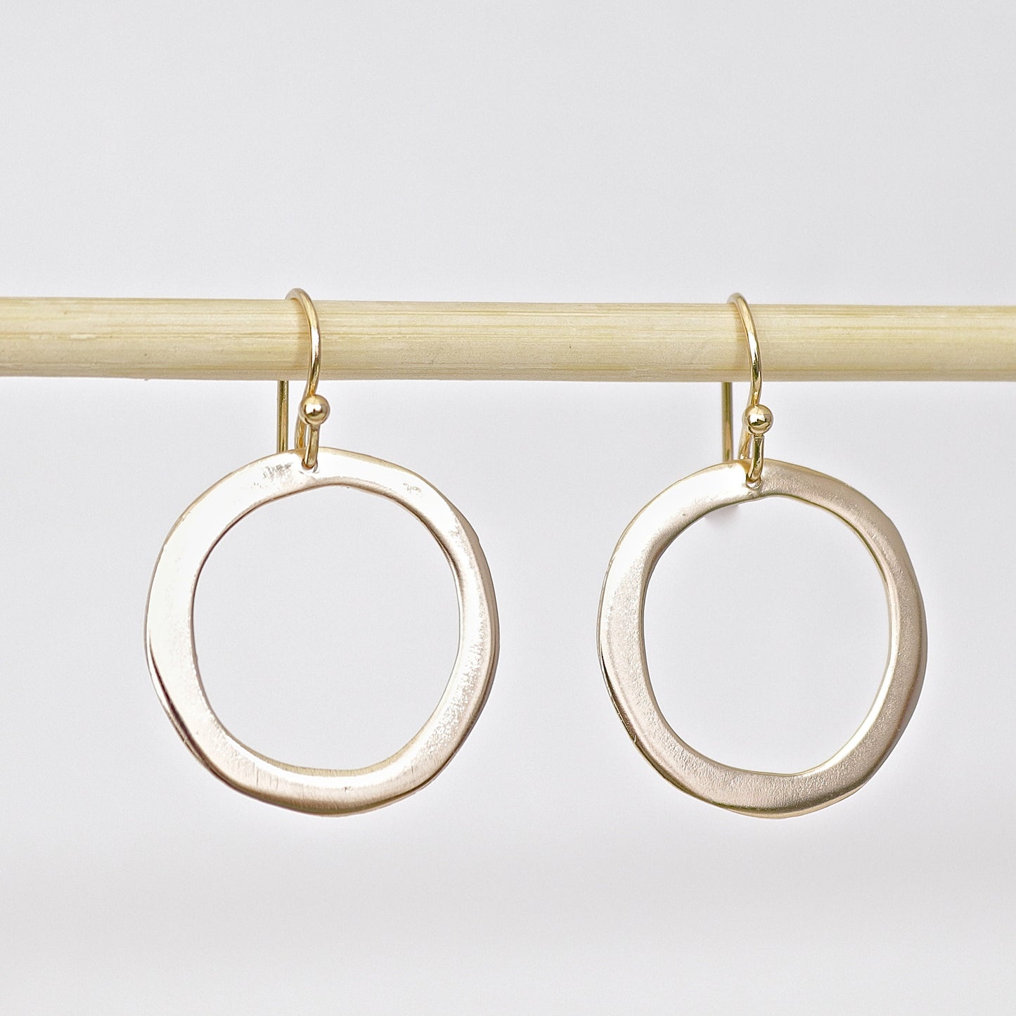 Open circle post earrings, Solid 14K gold hoop earrings