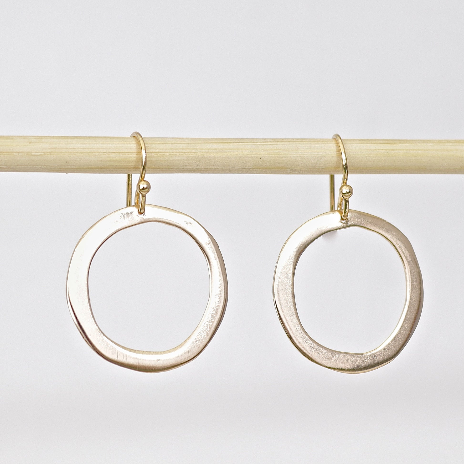 Open circle post earrings, Solid 14K gold hoop earrings