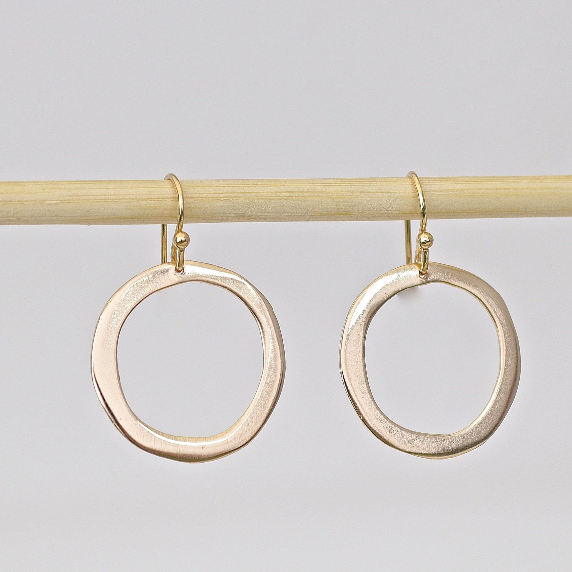 Open circle post earrings, Solid 14K gold hoop earrings