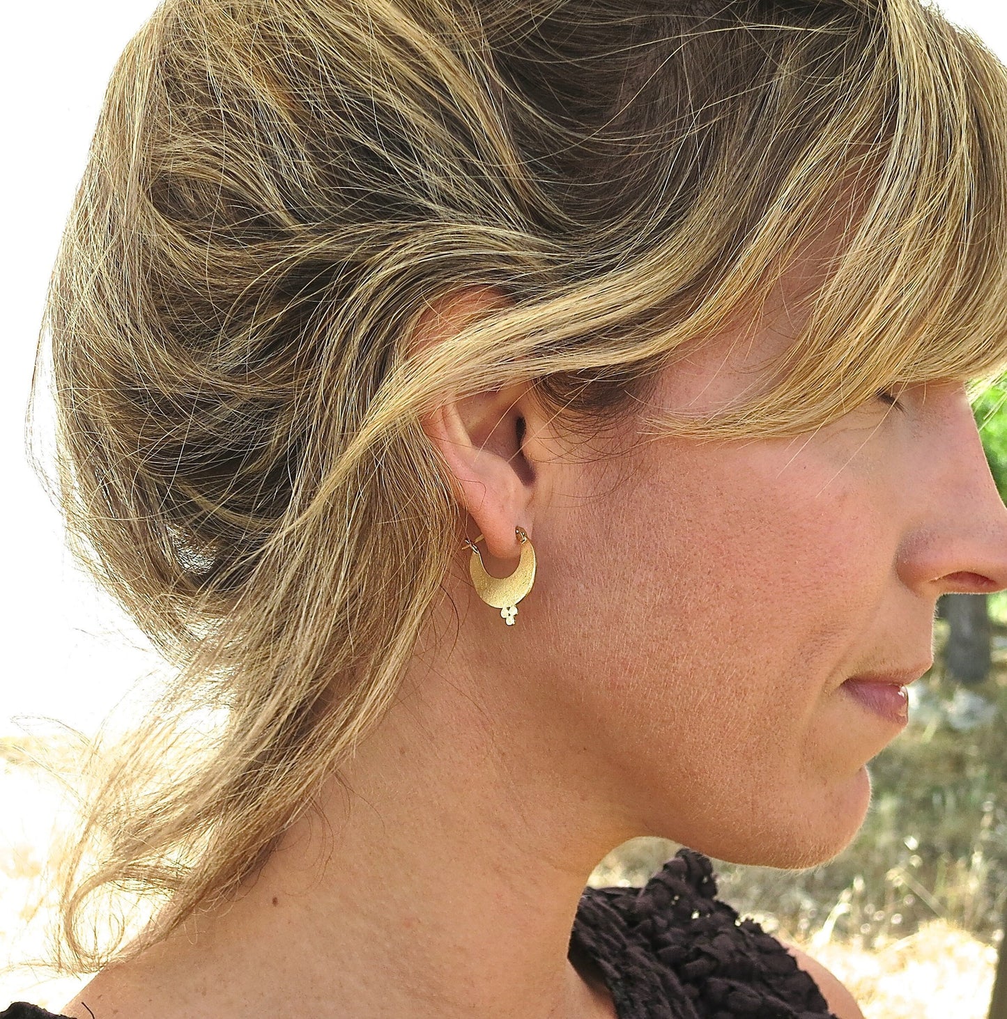 14K solid Gold hoop earrings, Vintage hoop earrings